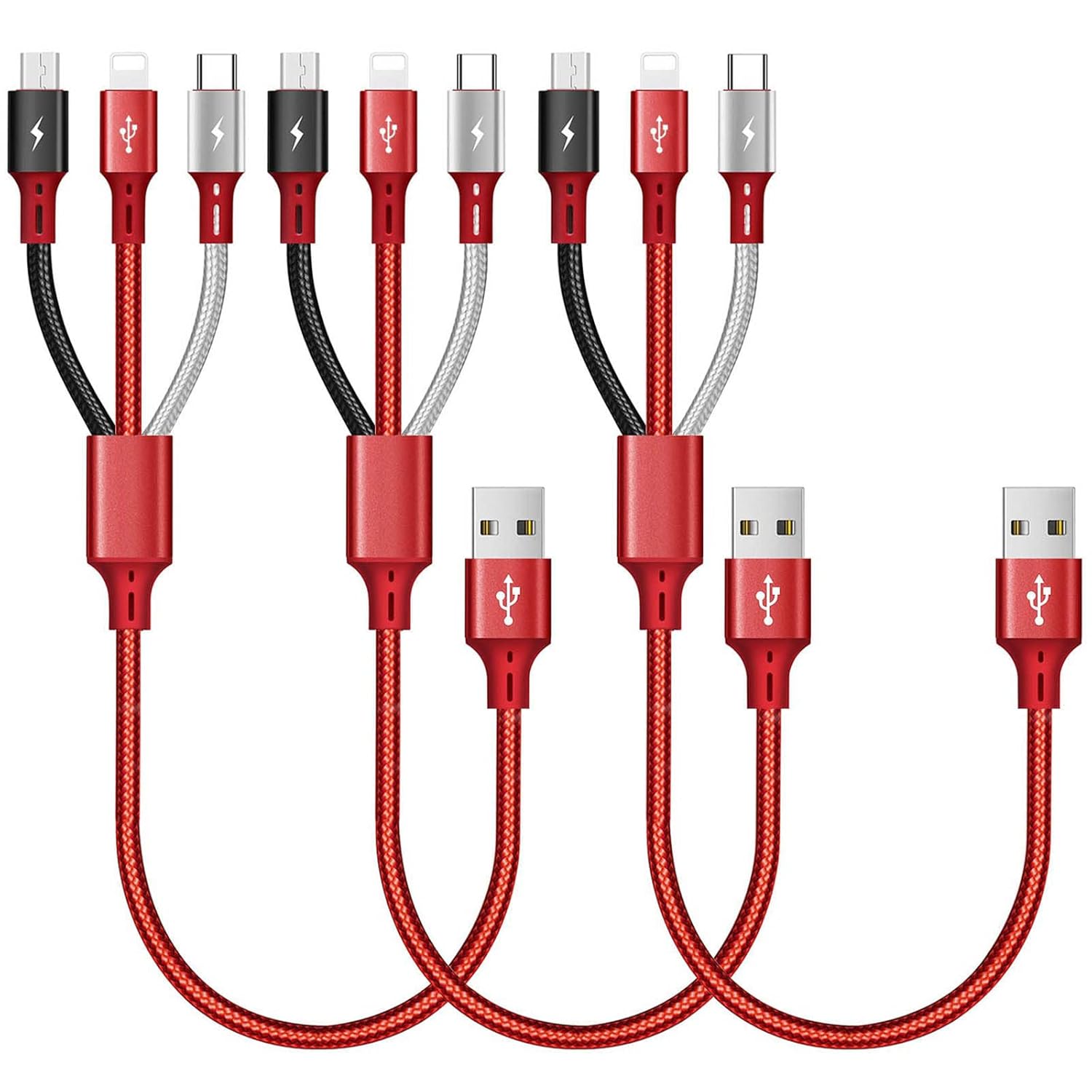 Multi Charging Cable, Special 3Pack 1Ft Multi Charger Cable, Innovative 3 in 1 B...