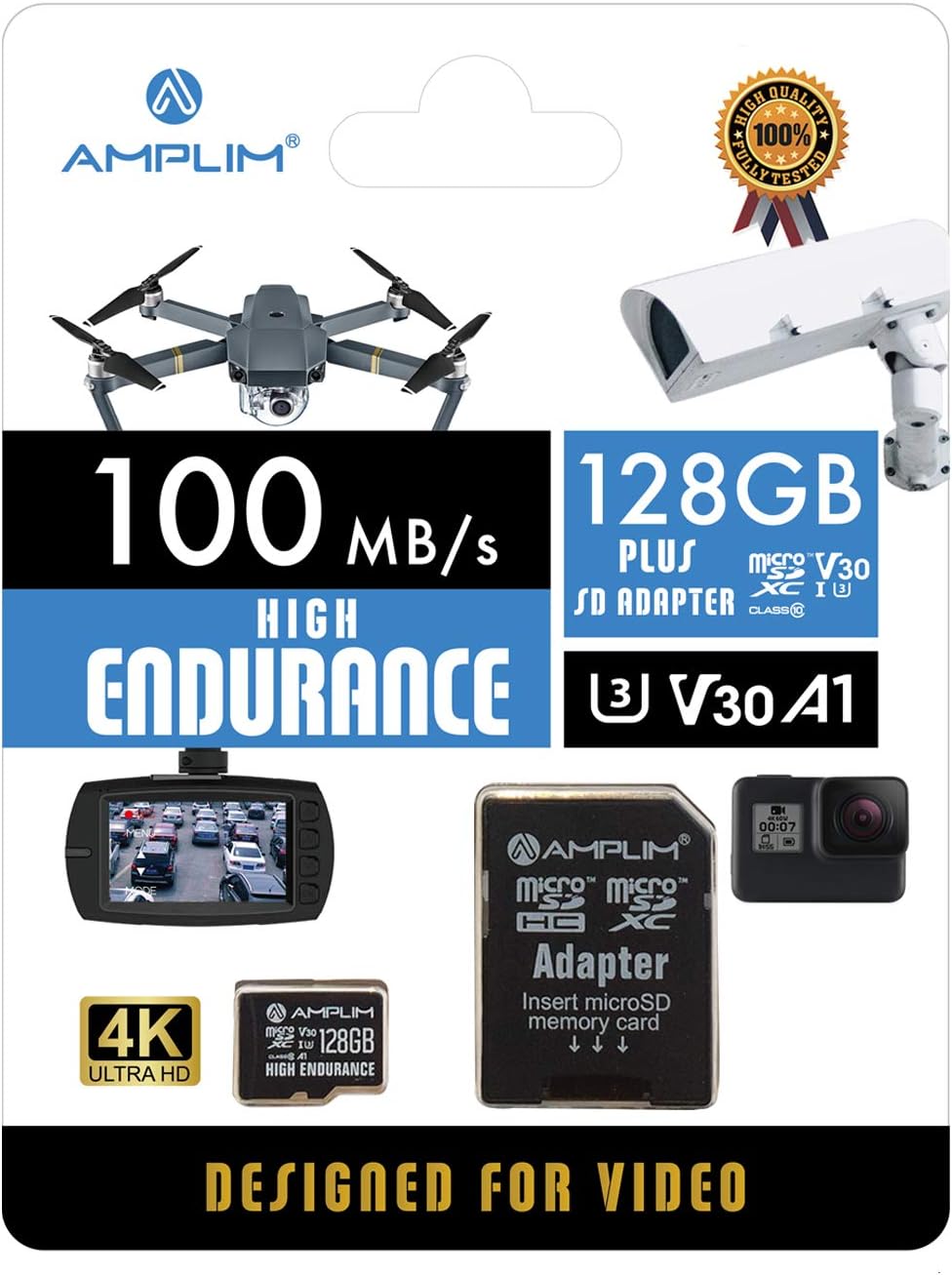 Amplim 128GB Micro SD Card, Special MicroSD Memory Plus Adapter, Extreme High Sp...