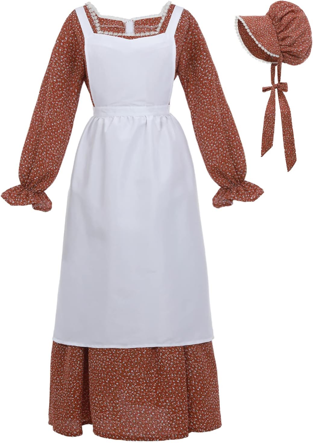 CR ROLECOS Colonial Prairie Dress Women Floral Amish Dresses Pilgrim Costume Med...