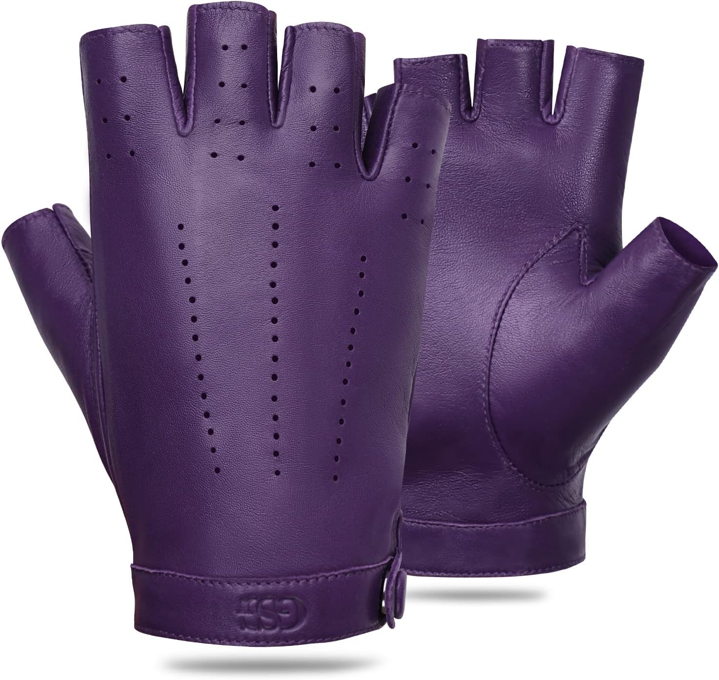 GSG Women Fingerless Gloves, Special Leather Gloves for Driving, Unique Biker Gl...