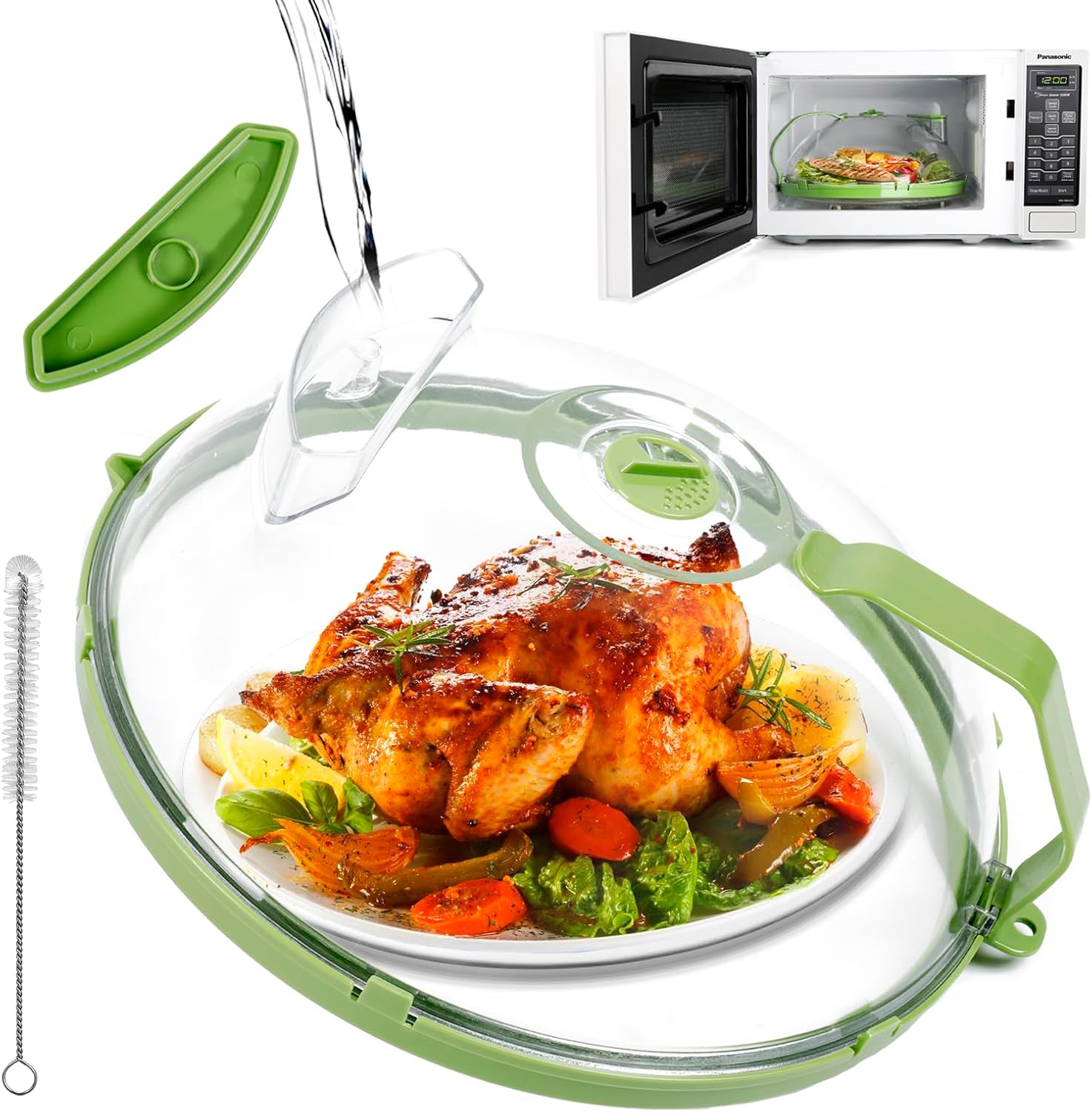 Microwave Splatter Cover 12 Inch, Clear Microwave Cover With Water Steamer, High...