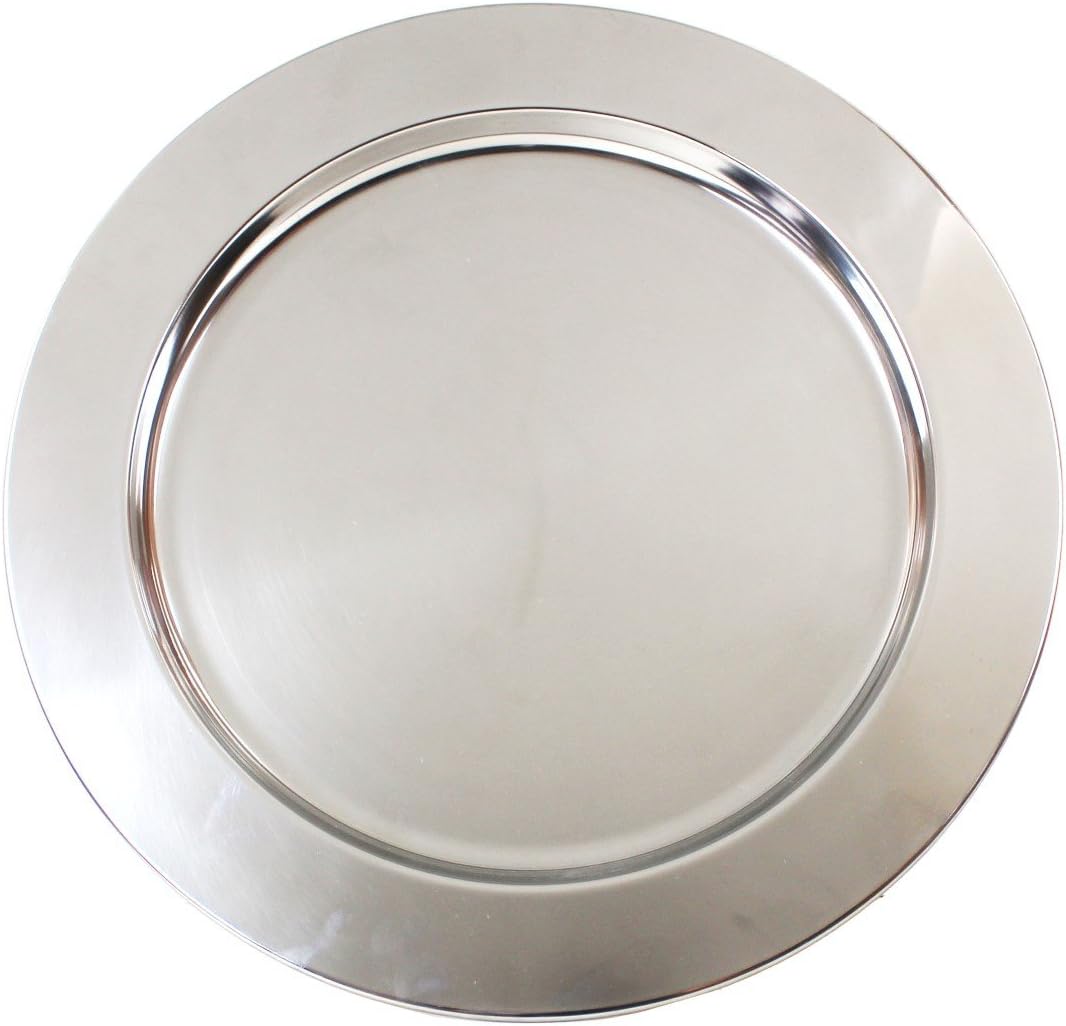 Silver Stainless Steel Metal Charger Plates, Special Set of 4-13 Inch Charger Pl...