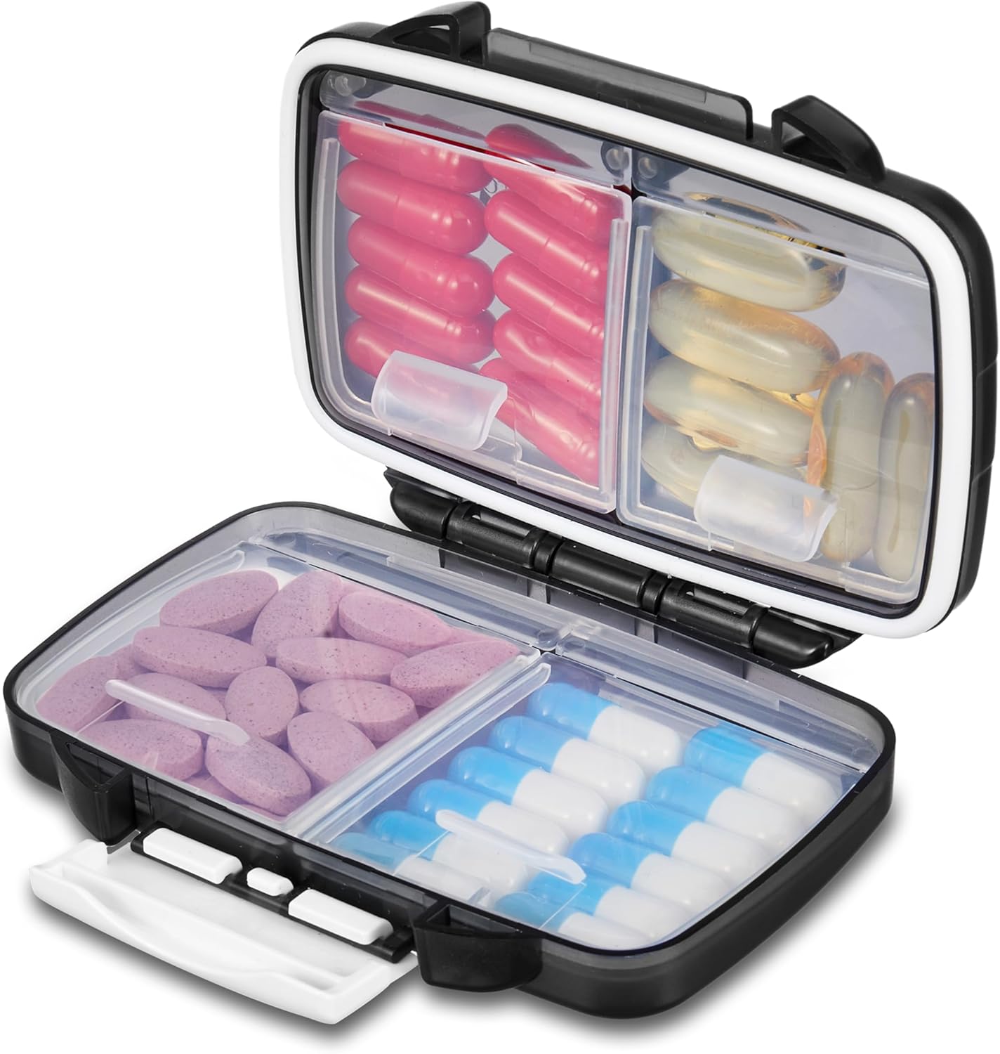 Fullicon Travel Pill Organizer, Special Portable Pill Case With 4 Compartments,...