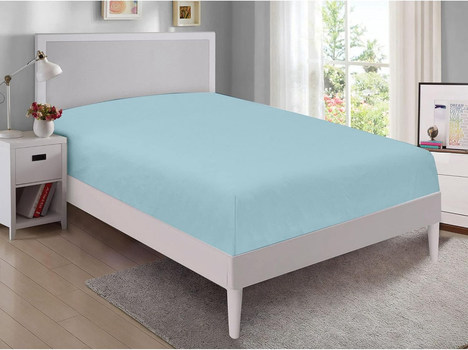 1 PC Fitted Sheet Only, Brushed Premium Quality Bottom Sheet 16 inch Extra Deep...