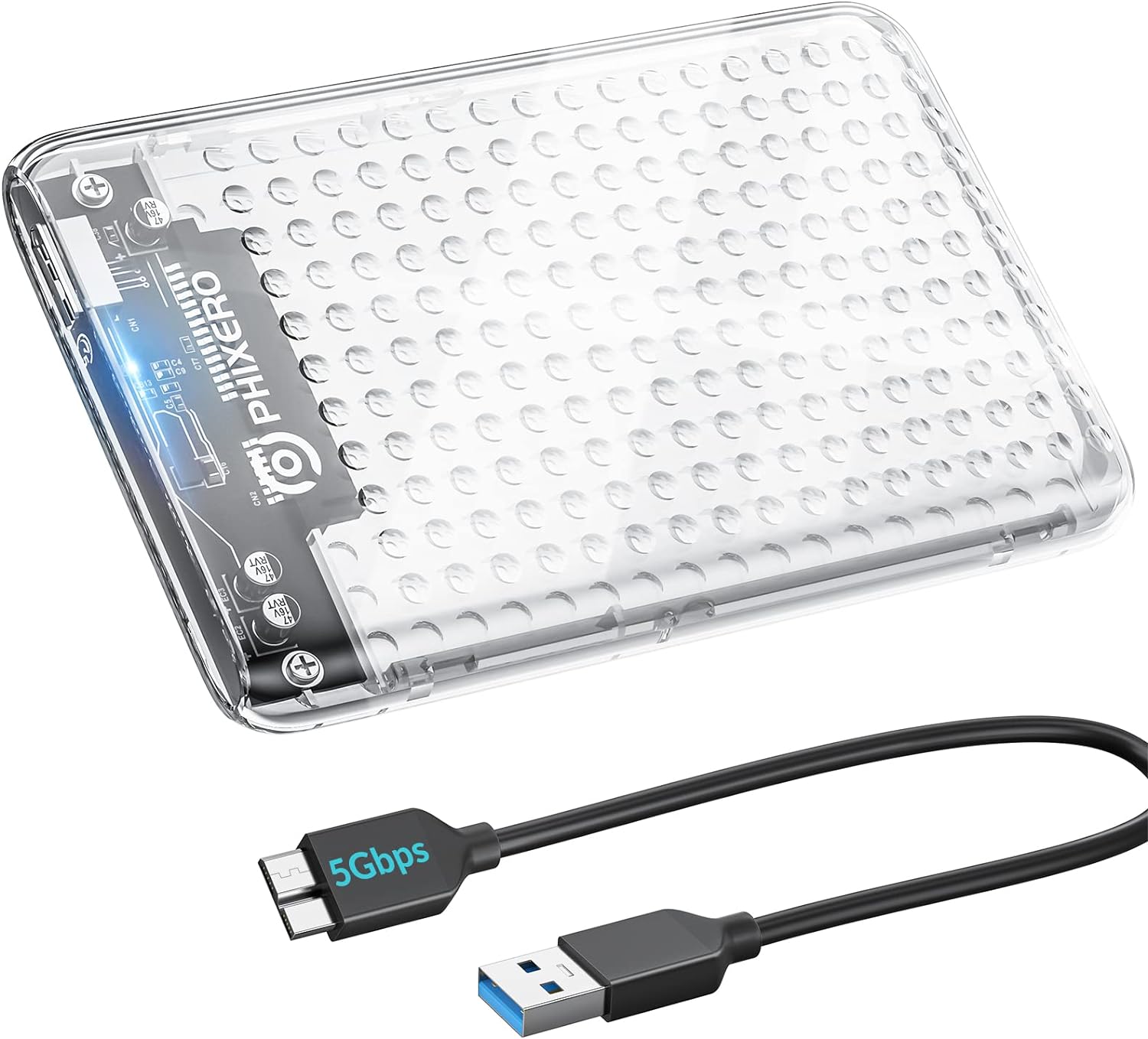 PHIXERO 2.5" Hard Drive Enclosure, Special External Hard Drive for 5Gbps USB 3.0...