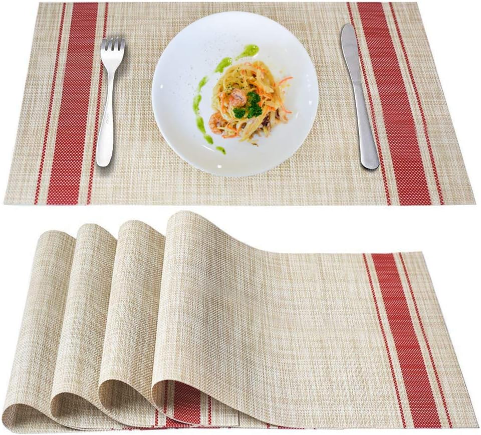 Table Mats Set, Special Crossweave Woven Vinyl Placemats, Innovative Heat Resist...