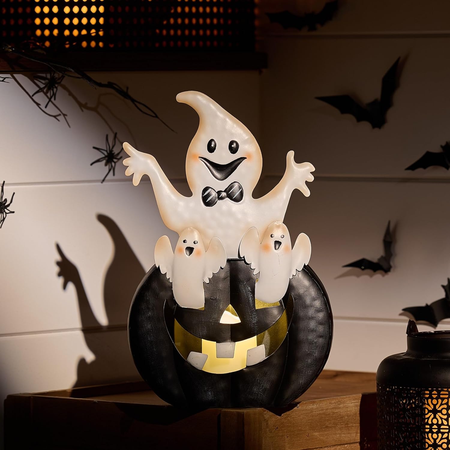 TERESA'S COLLECTIONS Halloween LED Jack-O-Lantern Pumpkin Lantern Battery Operat...