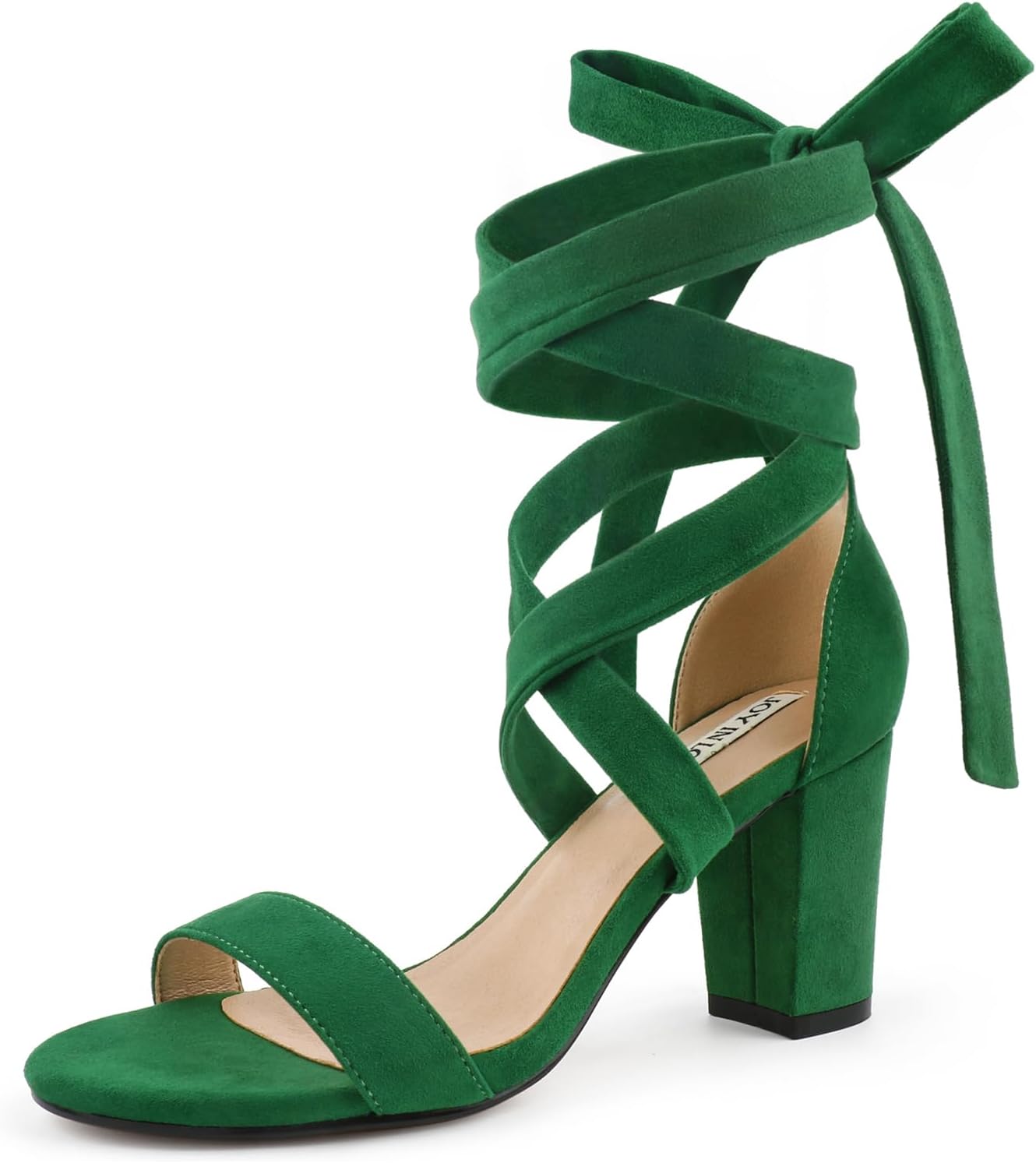 JOY IN LOVE Women's Lace Up Heels 3 Inch Chunky Block Heel Strappy Sandals 6.5 G...