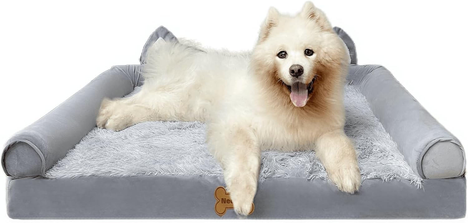 Dog Beds for Medium Extra Large Dogs, XXL Bolster Human Dog Sofa Bed with Lining...
