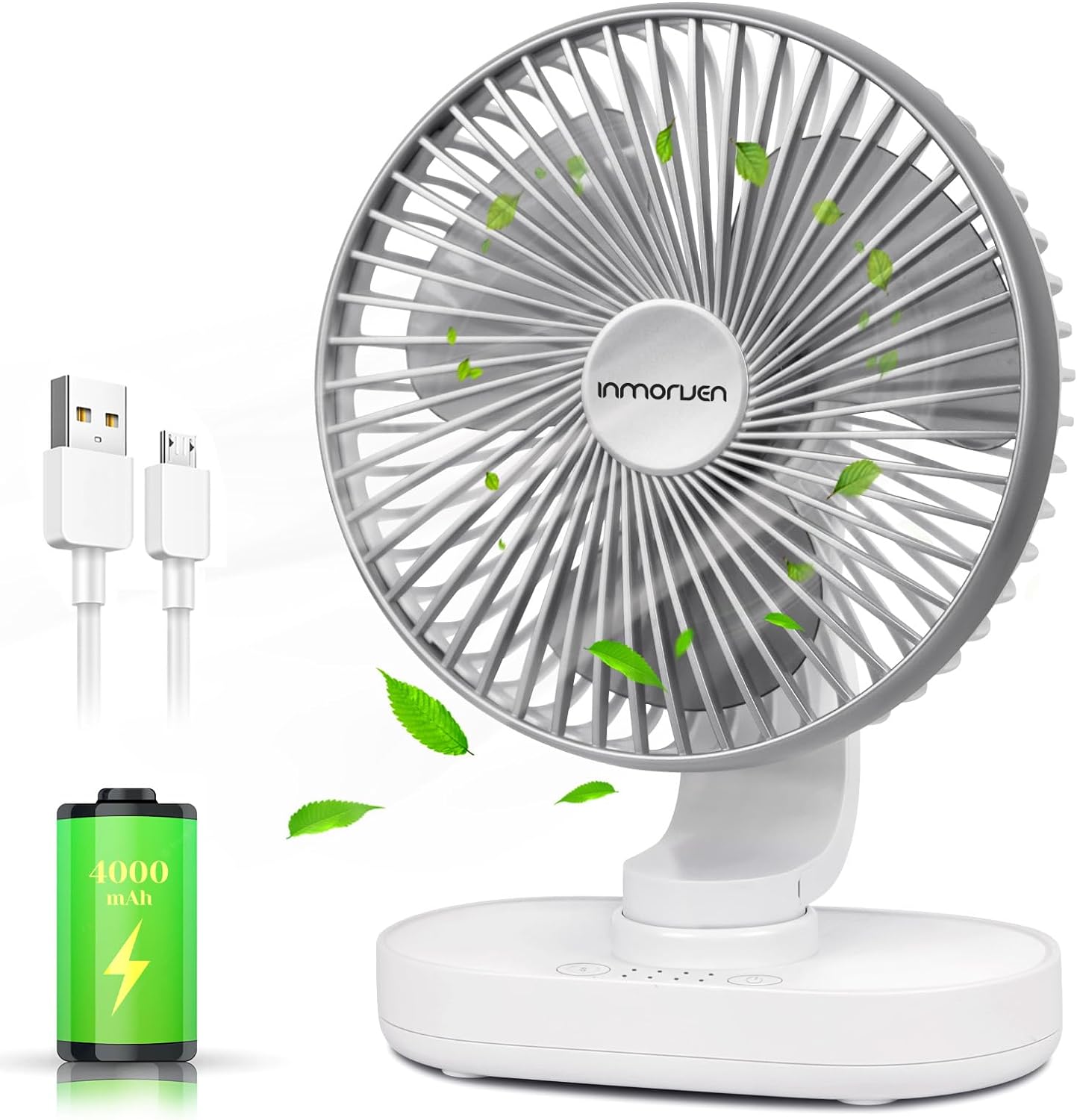 Small Oscillating Fan 4000mAh, Battery Operated Fan,Rechargeable Fan,Small batte...