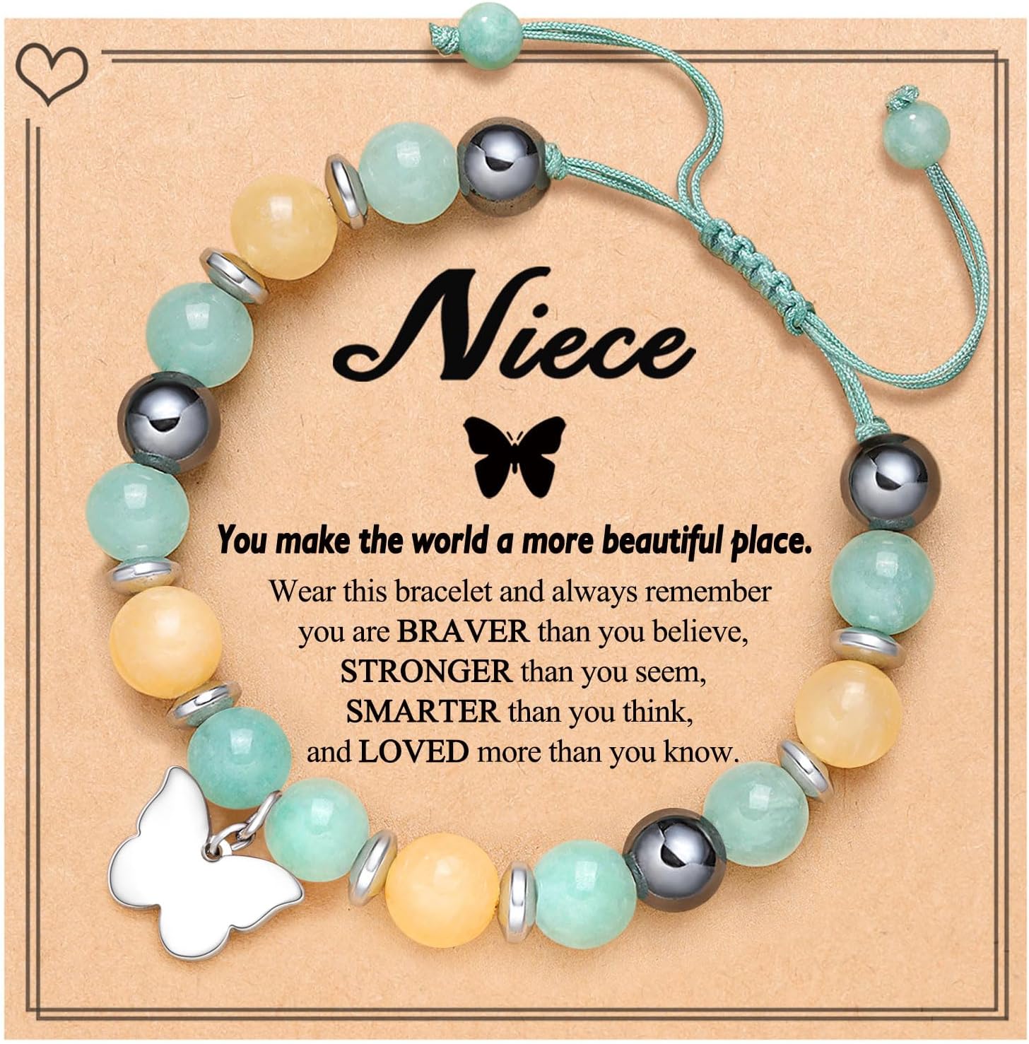 UNGENT THEM 4-16 Year Old Girls Birthday Gifts, Natural Stone Butterfly Bracelet...