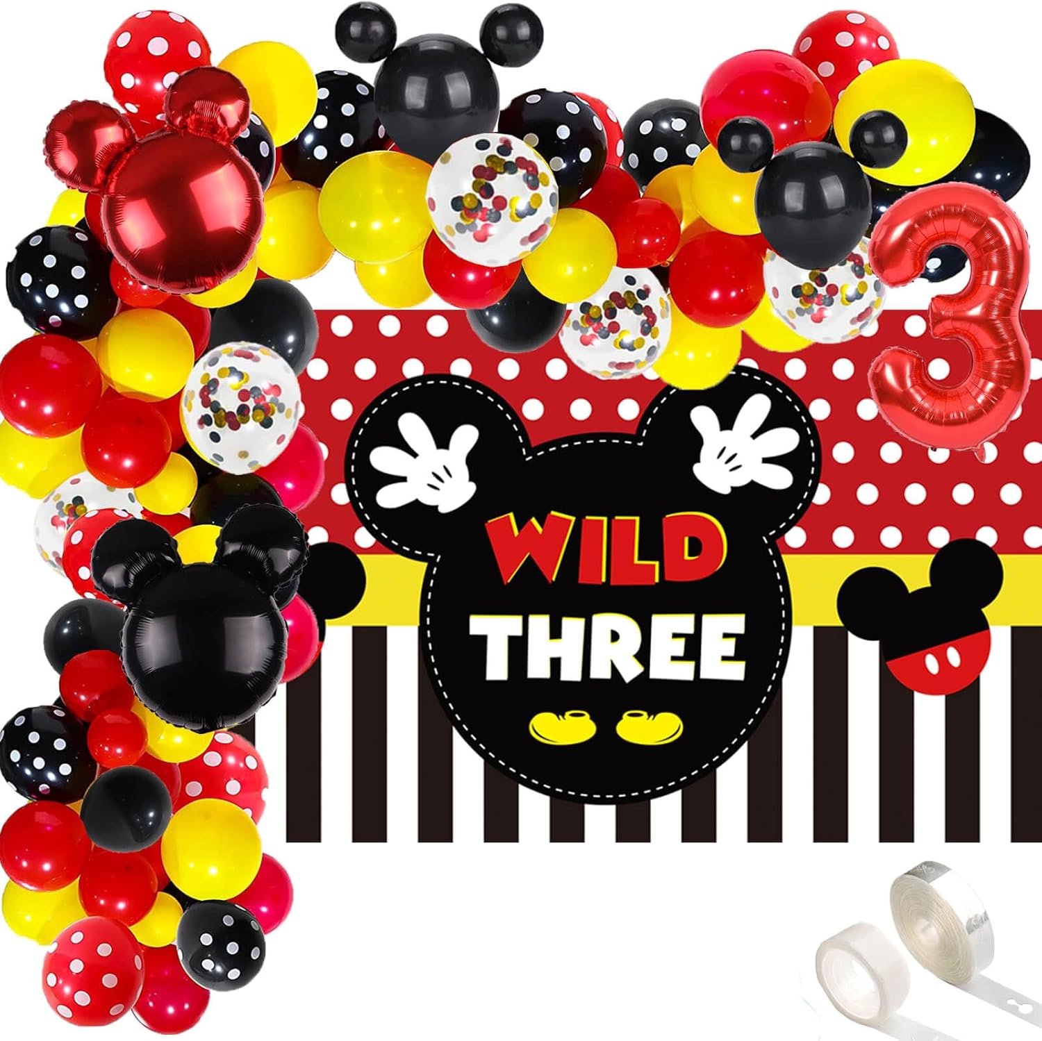 Mickey 3rd Birthday Party Supplies, Unique Photography Backdrop for Boys Wild Th...