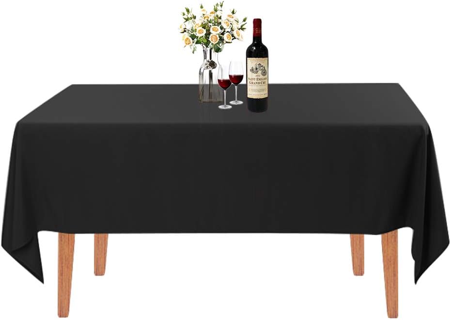 Special Large Black Rectangle Tablecloth, Best 60 x 126 Inch Tablecloth for Wedd...