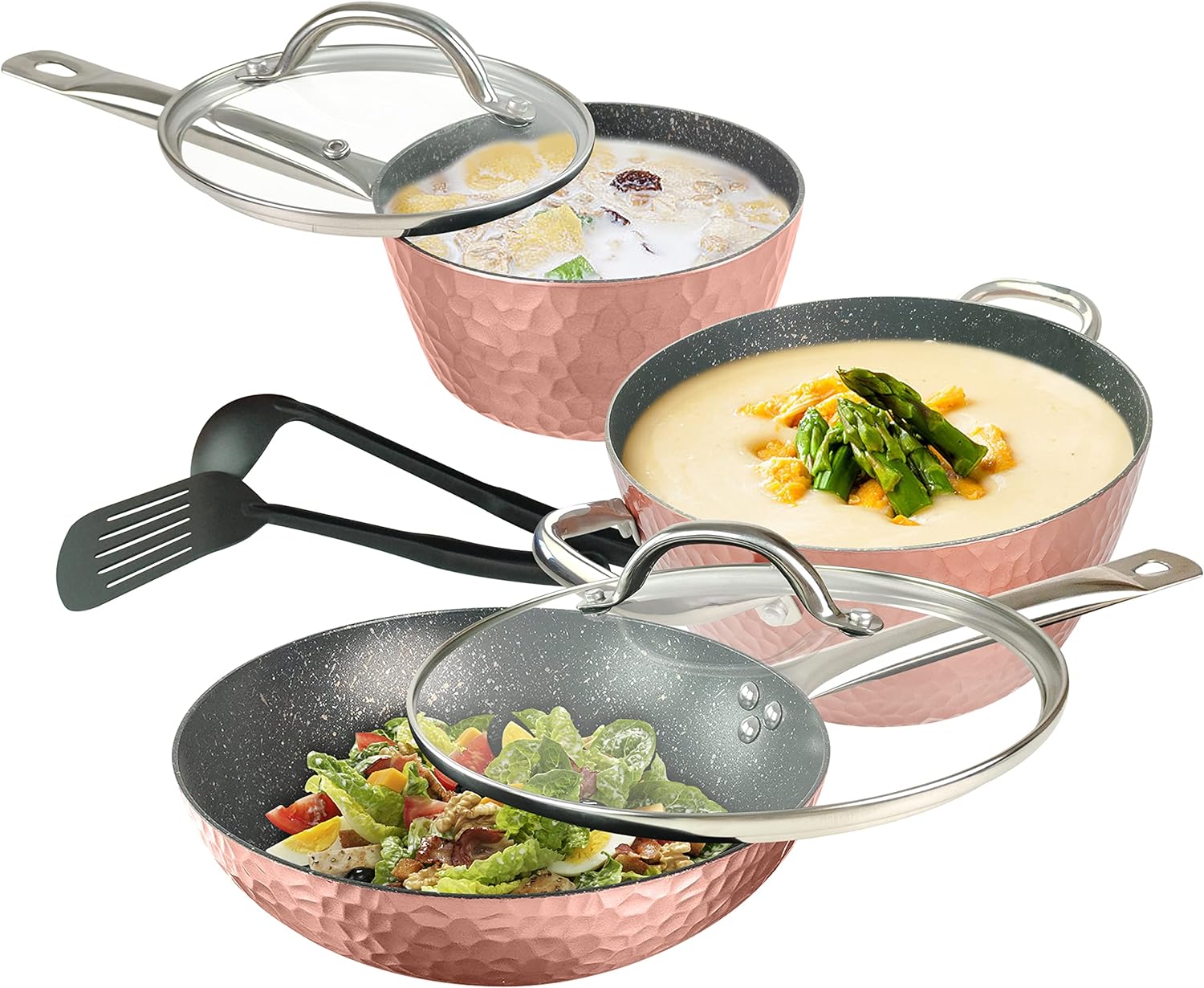 7 Piece Non Stick Cookware Set, Pots, Pans Nonstick Coating, Includes Fry Pans,...