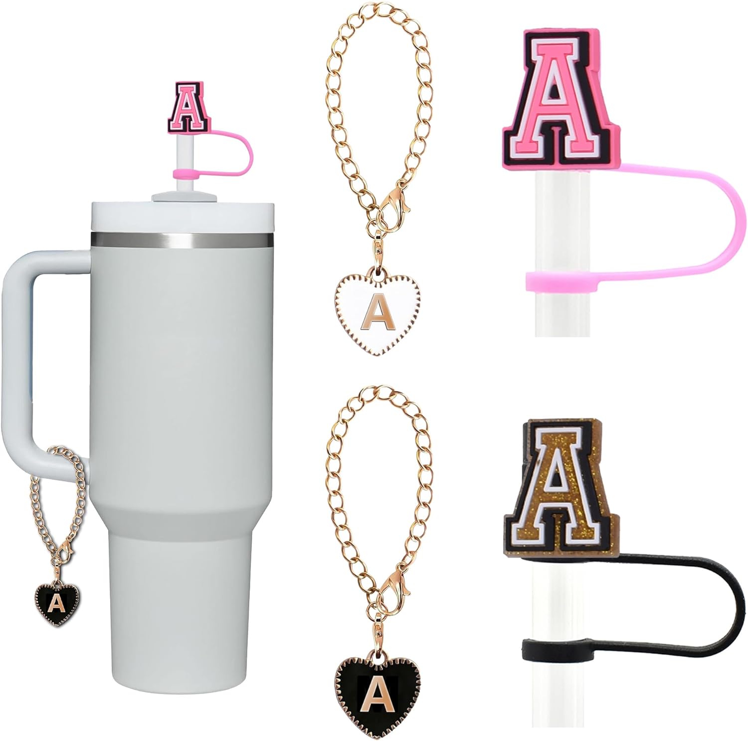 Linmaya Stanley Cup Accessories, 2PCS Letter Straw Cover For Stanley Cup 40/30oz...