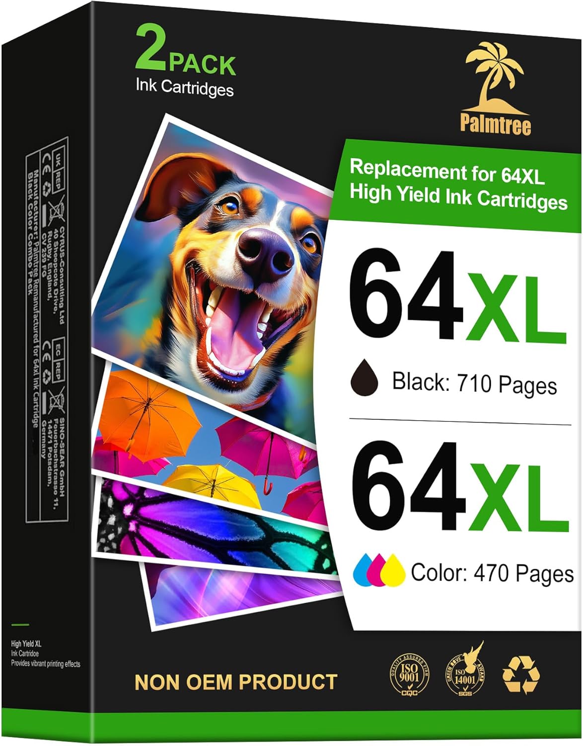 Palmtree Remanufactured 64xl Ink Cartridge, Special Combo Pack Replacement for H...