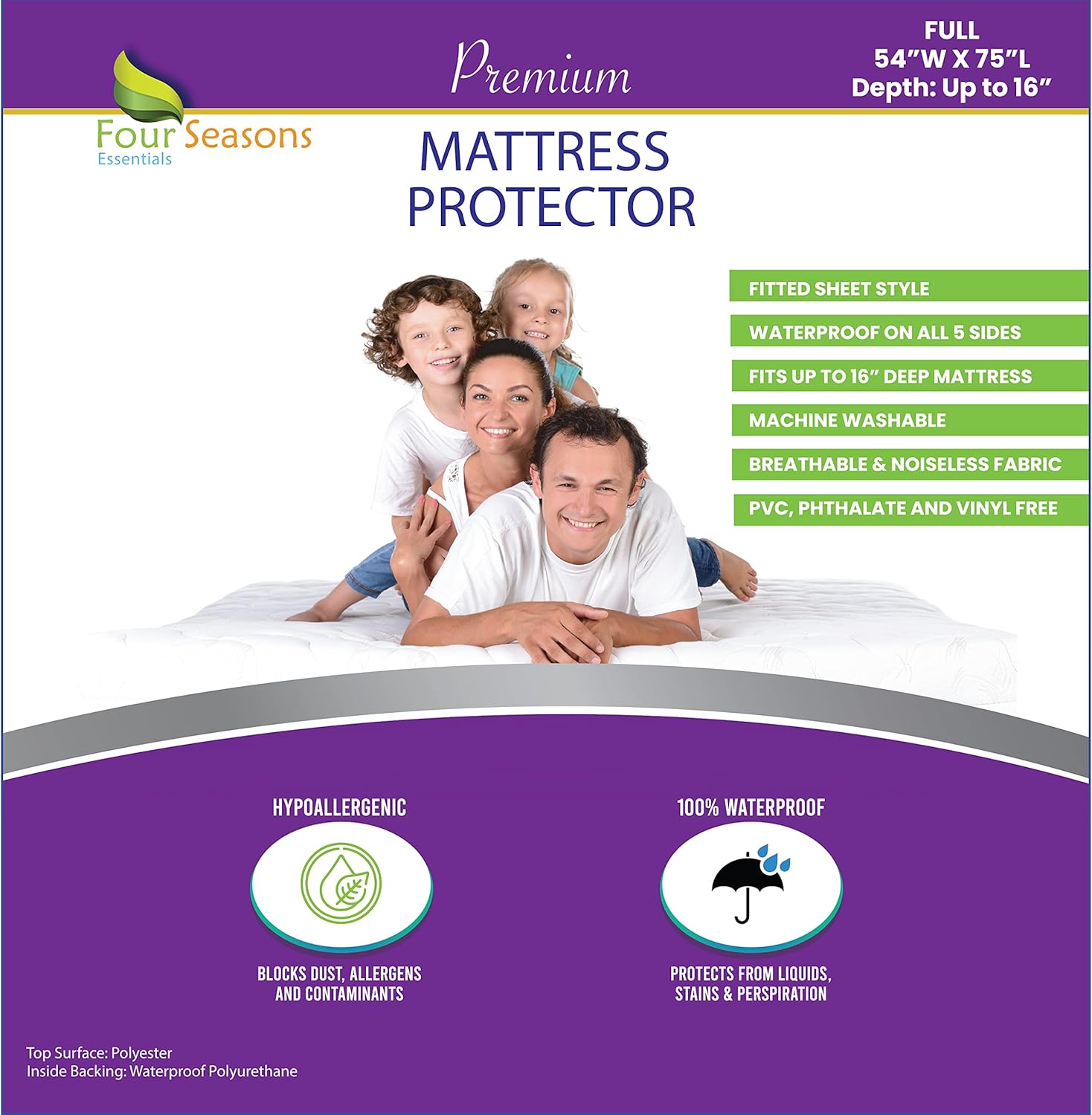 Full Size Mattress Protector, Special Waterproof Fitted Sheet Style, Innovative...