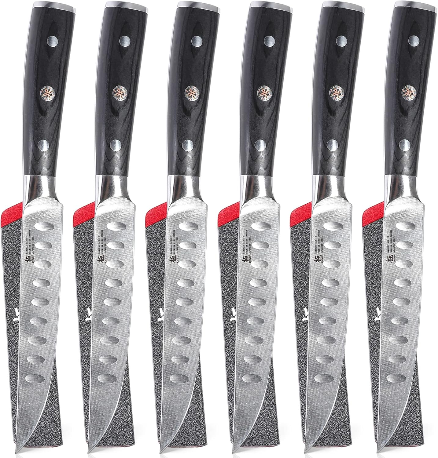 KYOKU Samurai Series Steak Knife Set, High-Quality 5" Non Serrated Knives, Innov...