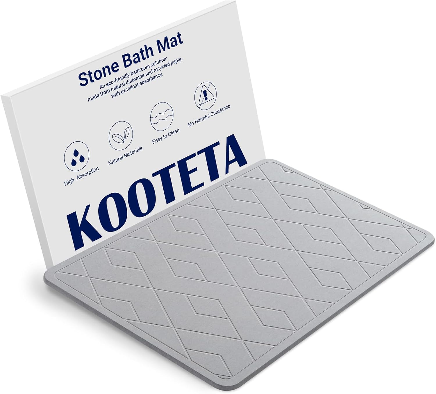 Stone Bath Mat, Diatomaceous Earth Shower Mat, Super Absorbent, Non-Slip, Quick...