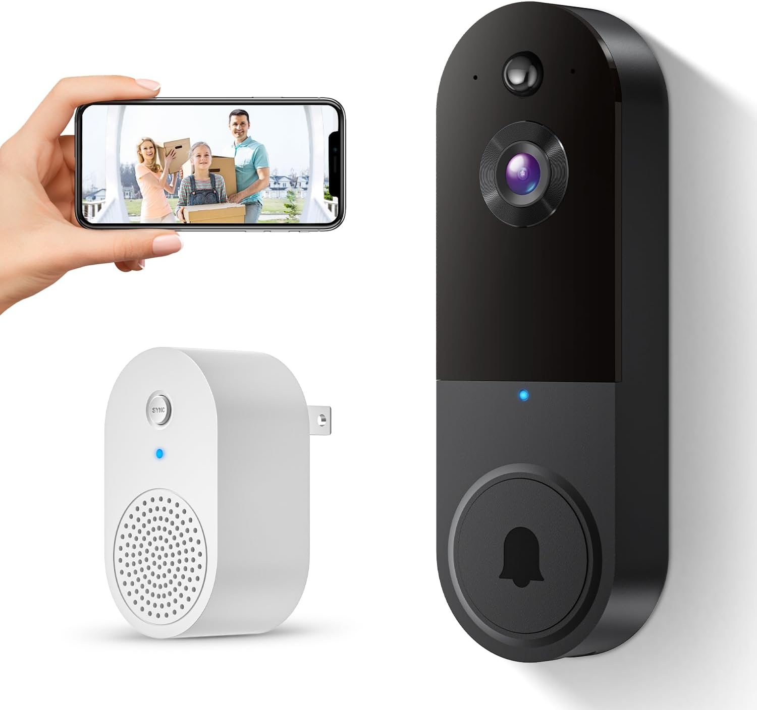Wireless 1080p Video Doorbell Camera, AI Human Det...