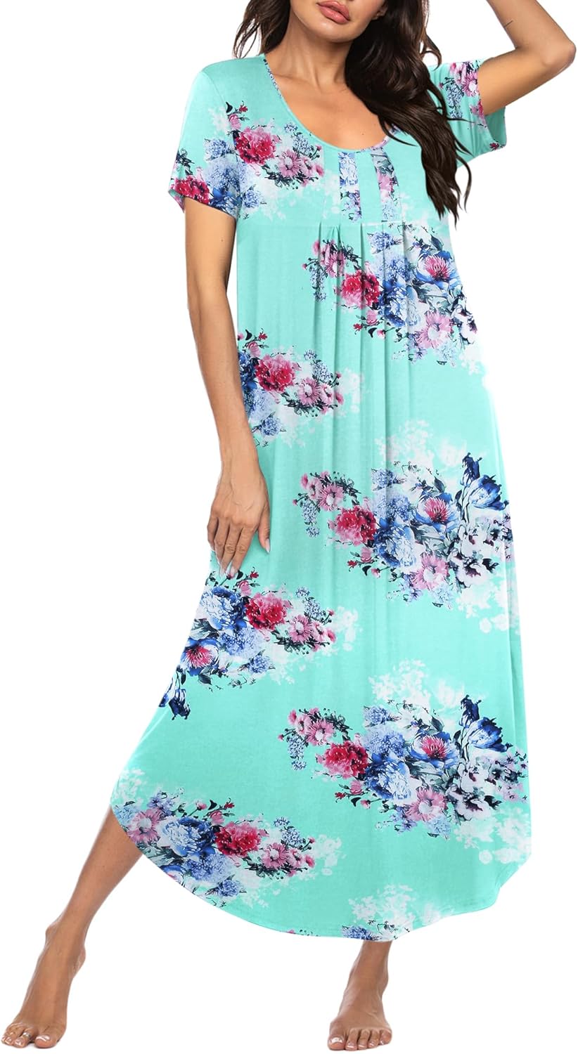 Ekouaer Long Nightgowns, Special House Dress Plus Size Sleepwear, Innovative Ple...