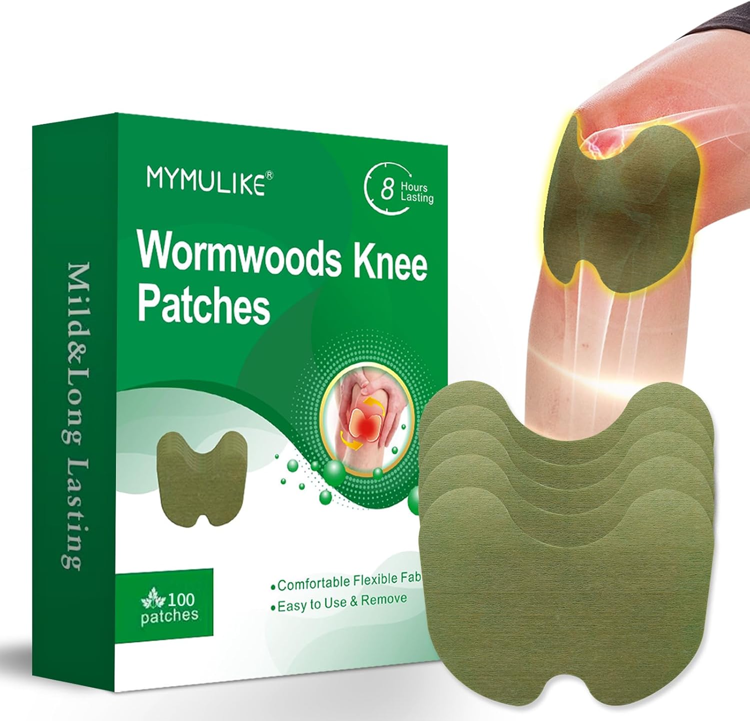 MYMULIKE 100Pcs Pain Relief Patch for Knee, Wormwood Herbal Knee Patches for Art...