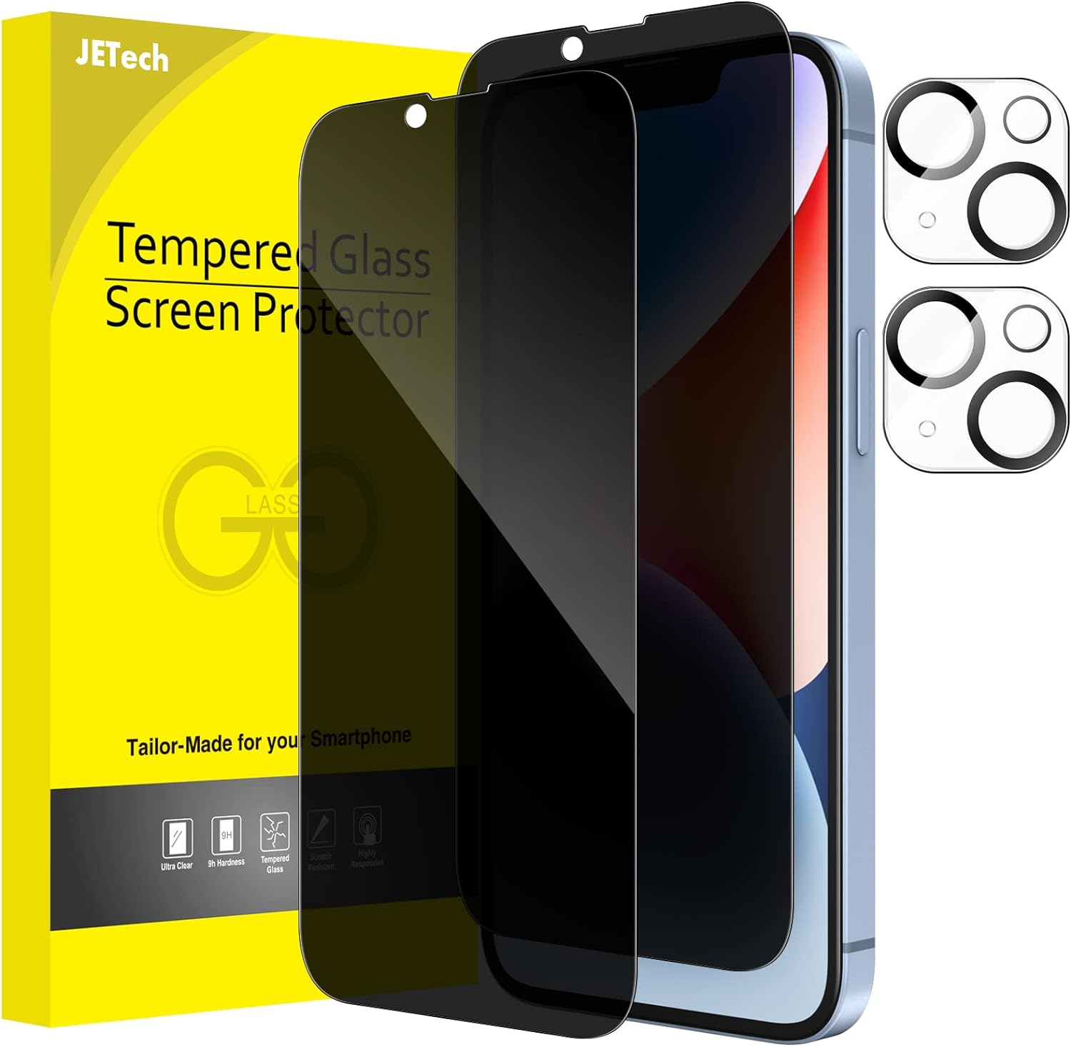 JETech Privacy Full Coverage Screen Protector for iPhone 14 Plus 6.7-Inch with C...