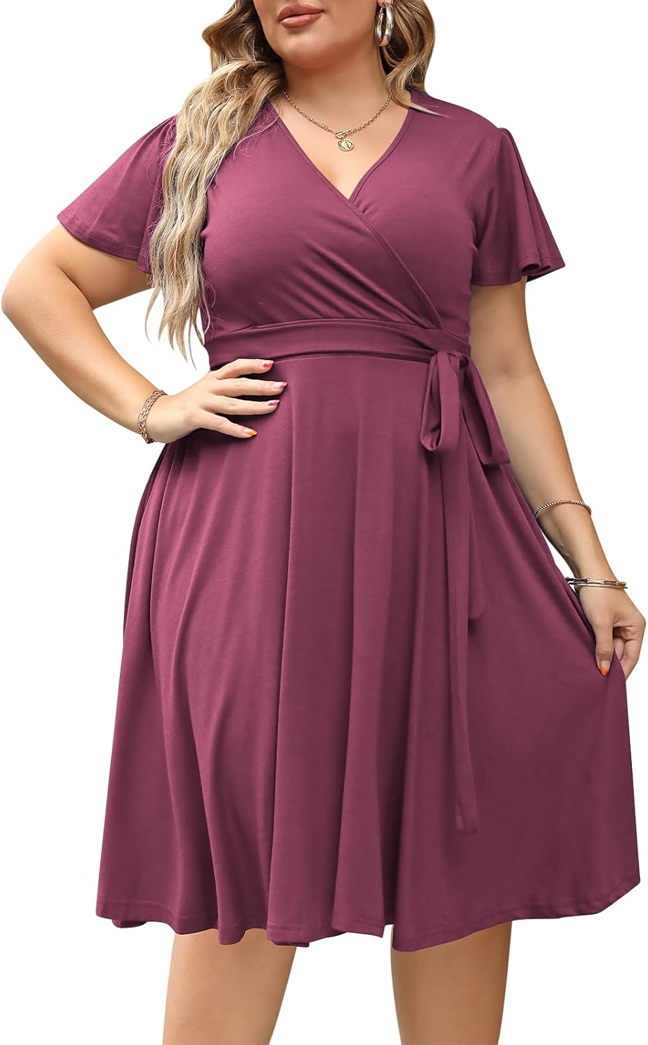 Nemidor Women's Dress, Special Women's V-Neckline Stretchy Casual Midi Dress, In...