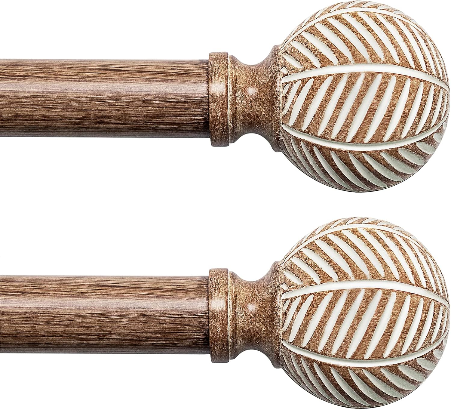 Curtain Rods, Wood Curtain Rods for Windows, Special 1 Inch Diameter Adjustable...