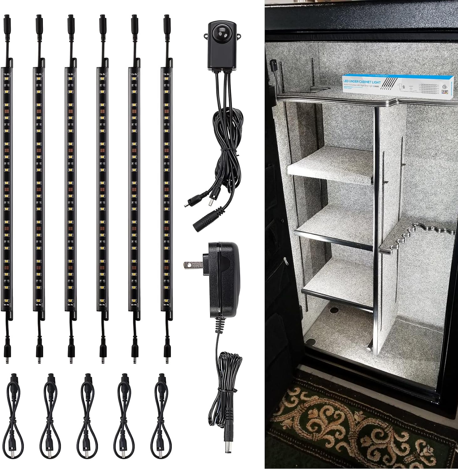 TORCHSTAR LED Safe Lighting Kit, (6) 12 Inch Linkable Light Bars + Motion Sensor...