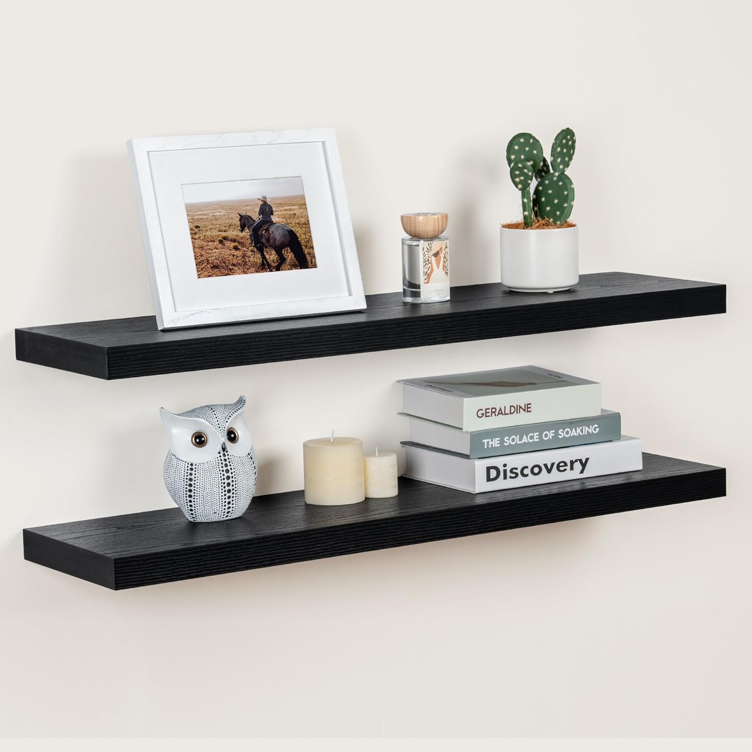 Floating Shelves Black 36 Inch Long, 9.3" Deep Floating Shelf Wall Mounted, Rust...