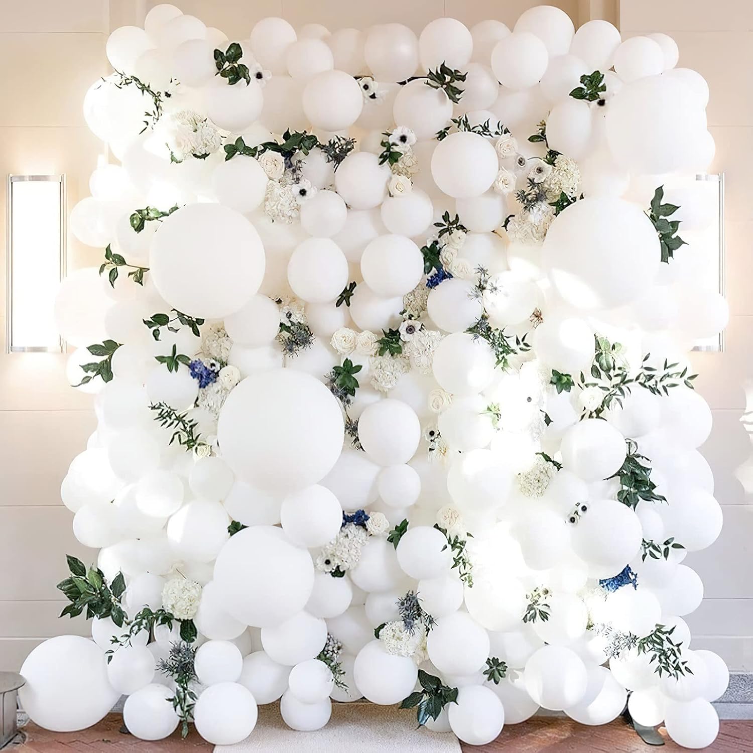 PartyWoo White Balloons, 102 pcs Matte White Balloons Different Sizes Pack of 18...