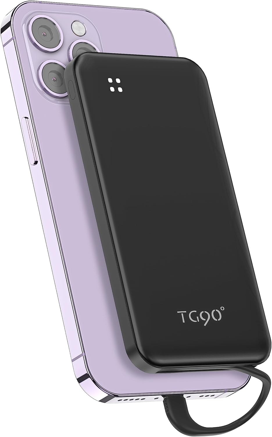TG90° 10000mah Portable Charger with Built-in Cable, Ultra Slim Power Bank Porta...
