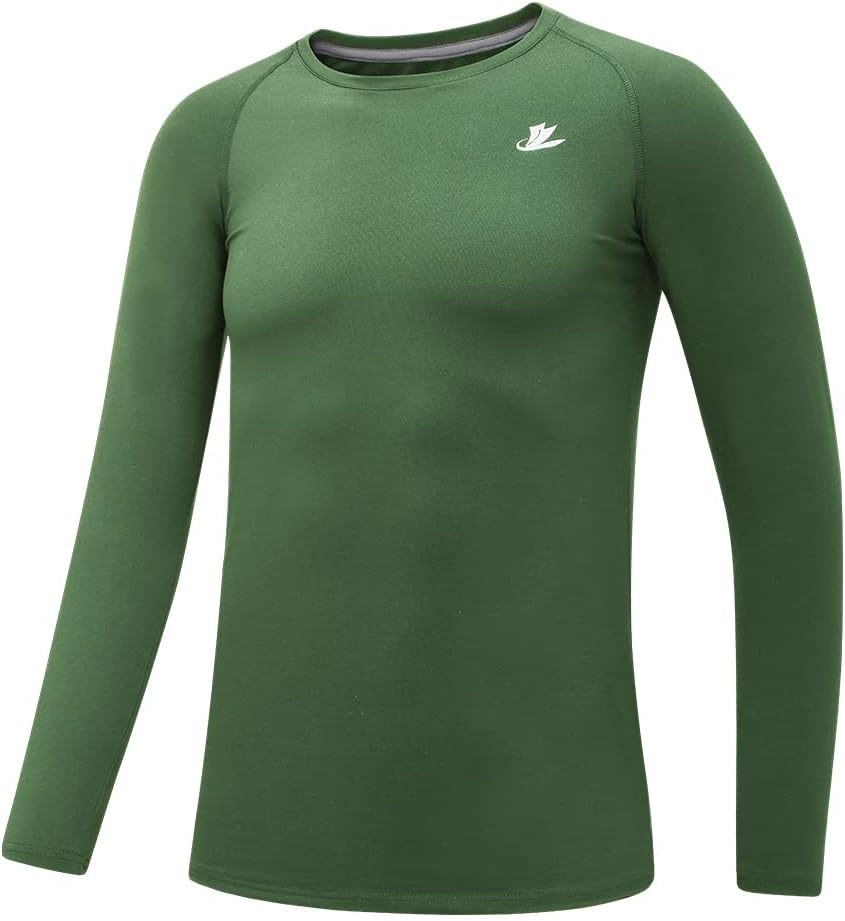 DEVOROPA Youth Boys Compression Shirt Long Sleeve Football Baseball Undershirt Q...