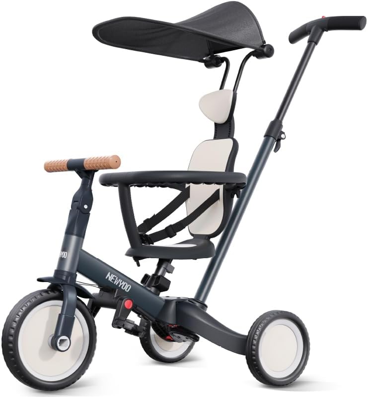 newyoo Tricycle for Toddlers 1-3, Toddler Tricycle with Push Handle and Canopy,...