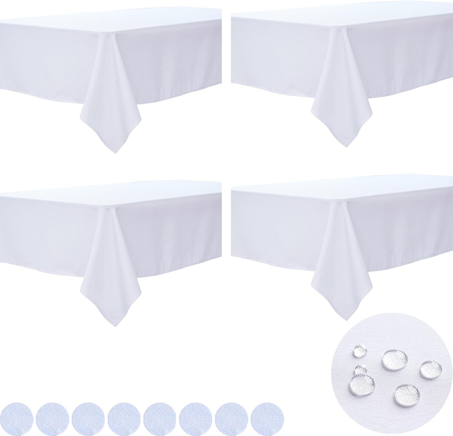 BYDOLL Table Cloth White 60x84 Inch Tablecloth 4 Pack for 6 Foot Square Tables O...