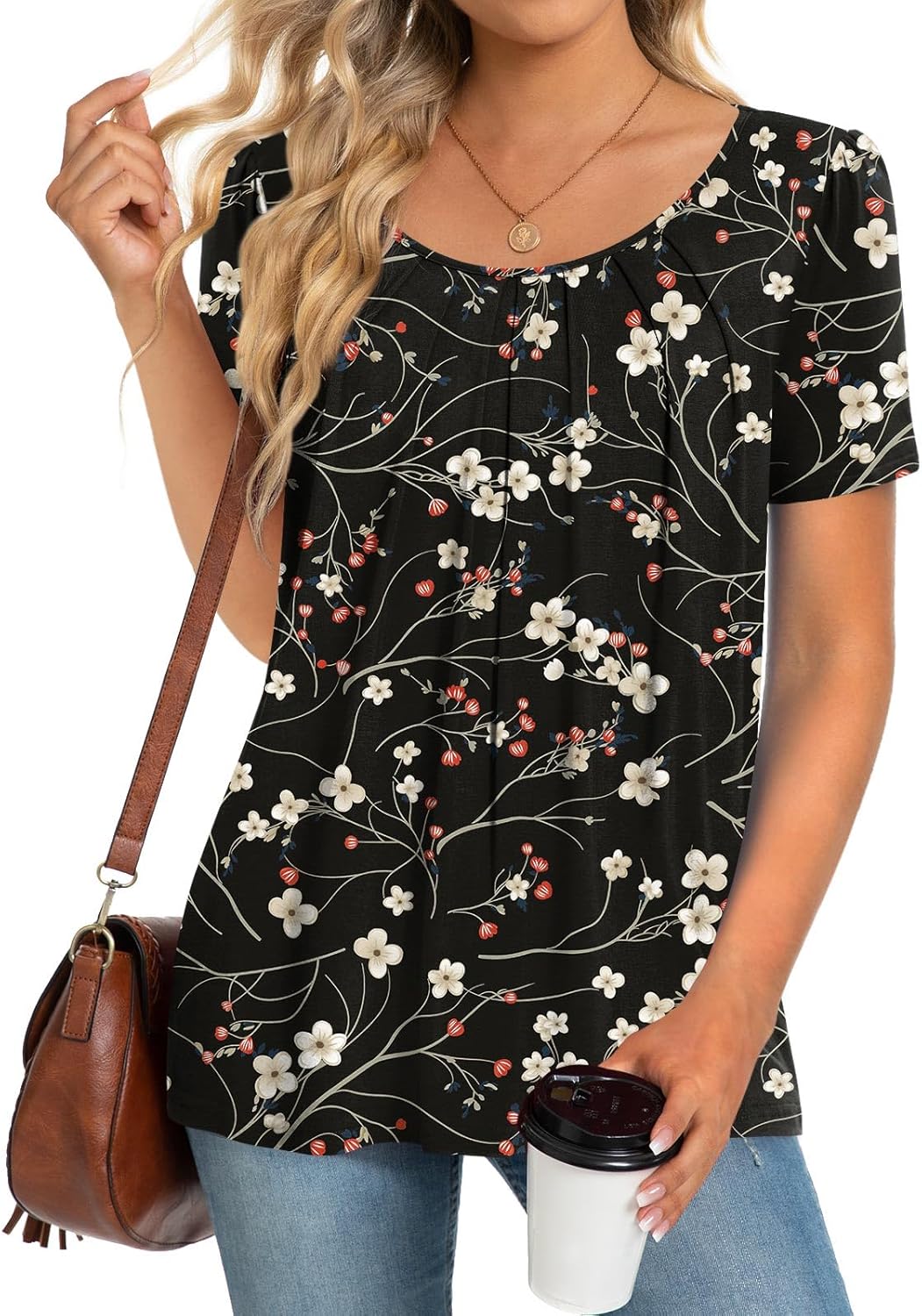 Anymeet 2024 Women's Summer Tunic Top, Special Short Sleeve Casual Tshirts, Inno...