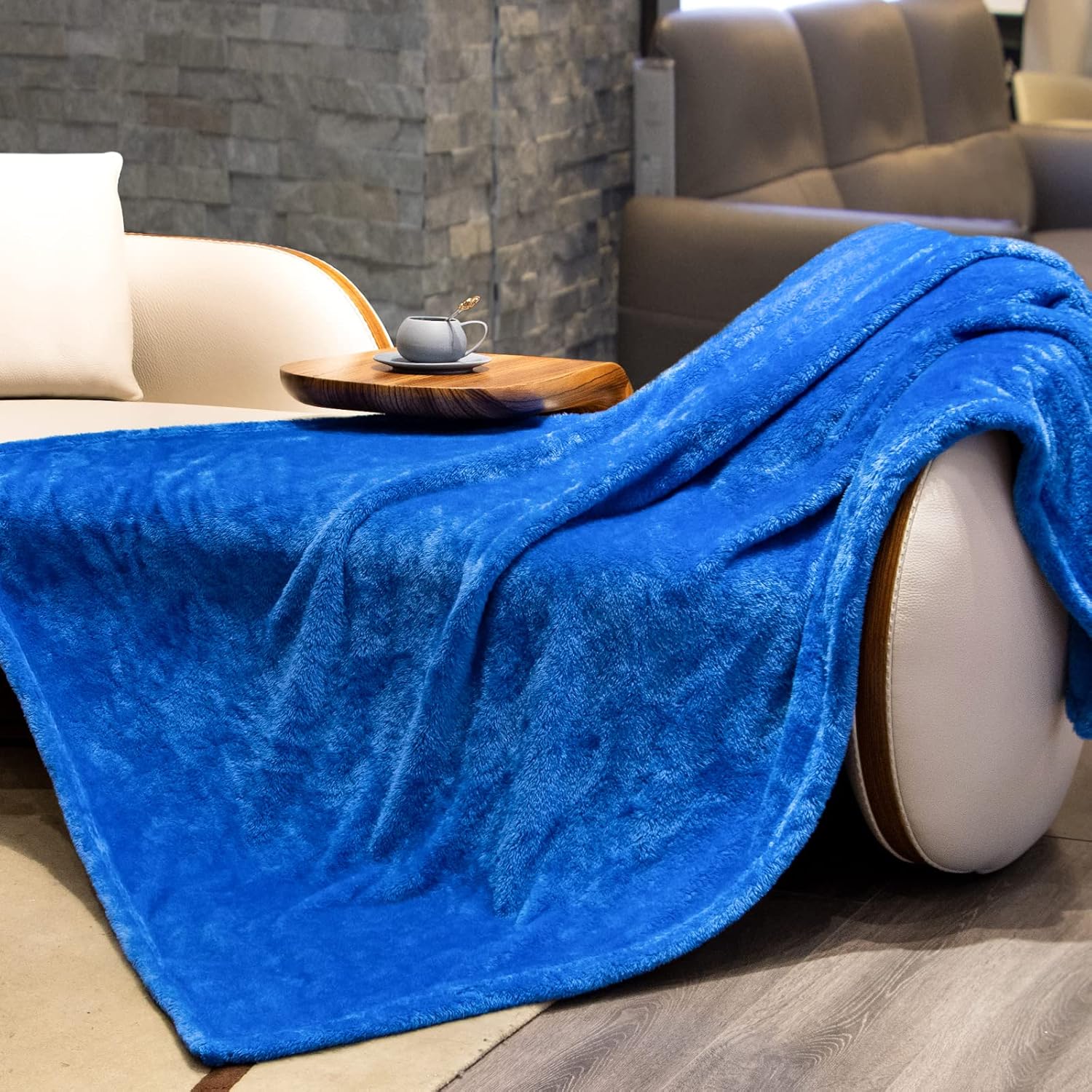 Fleece Throw Blanket Cozy Soft Lightweight Throw Blankets Warm Plush Blue fall b...