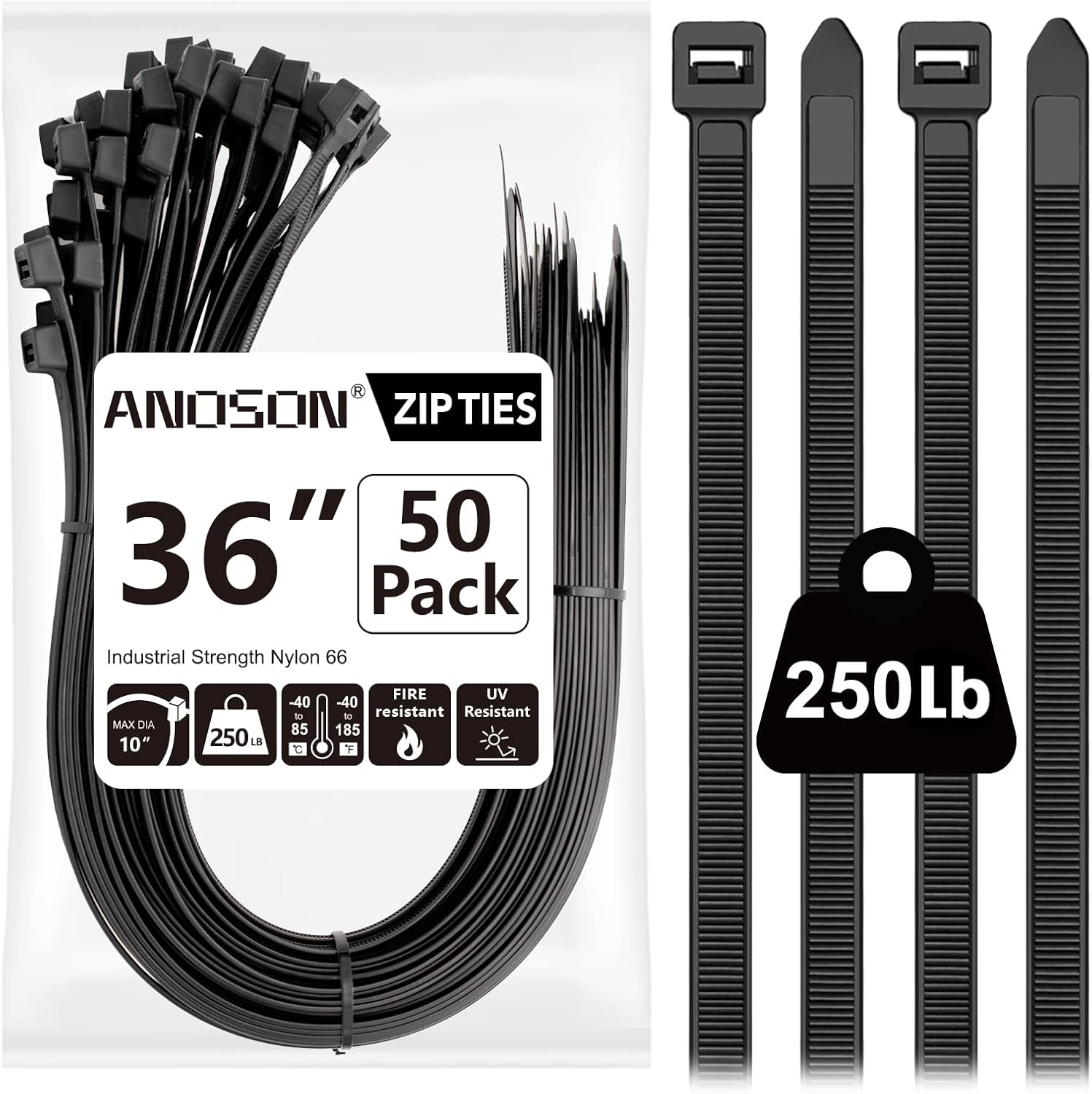 Quality ANOSON Large Zip Ties, Special Long Zip Ties Heavy Duty, Innovative 36 i...