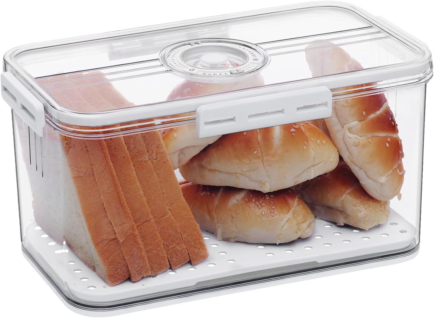 Bread Box Bread Boxes for Kitchen Counter Airtight, Time Recording Bread Storage...
