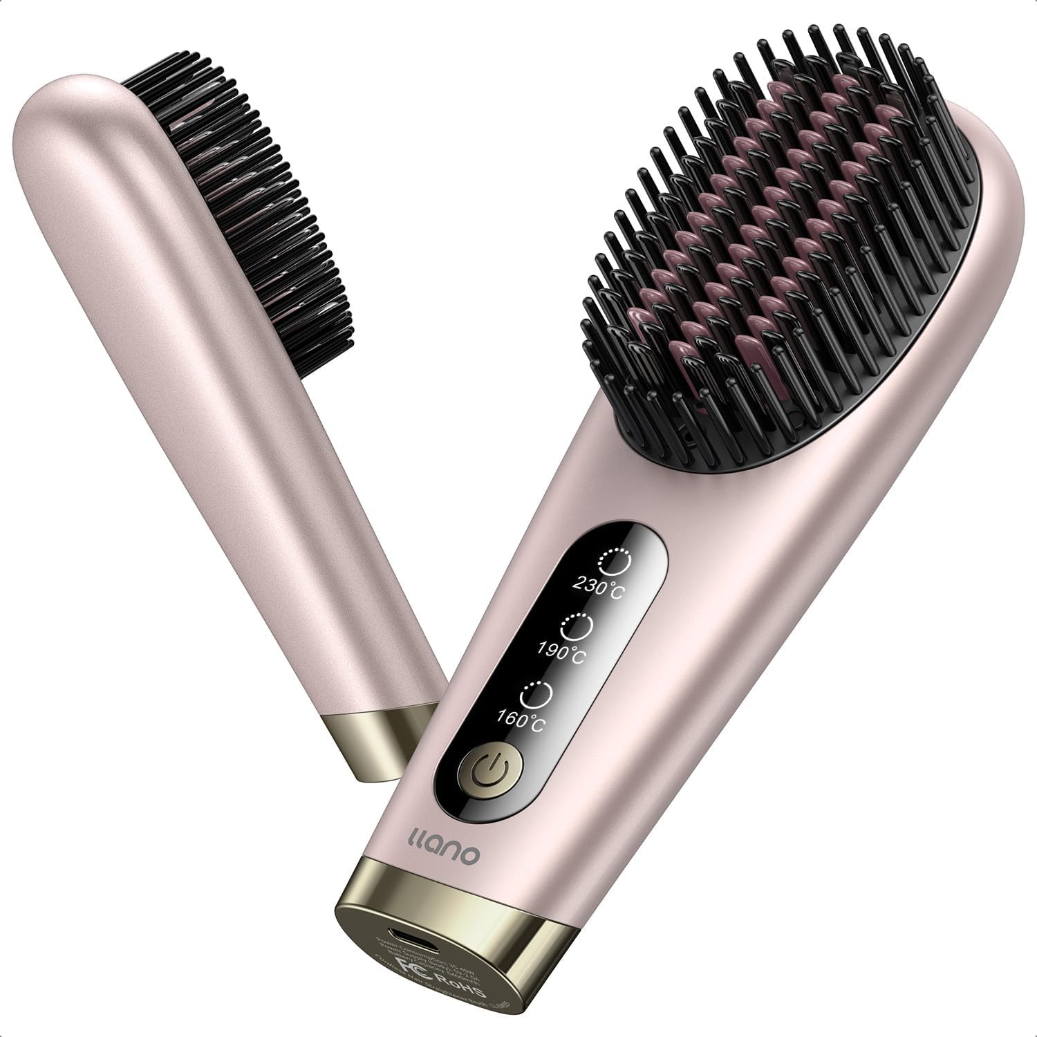 Llano Cordless Hair Straightener Brush,Portable Mini Straightening Brush for Tra...