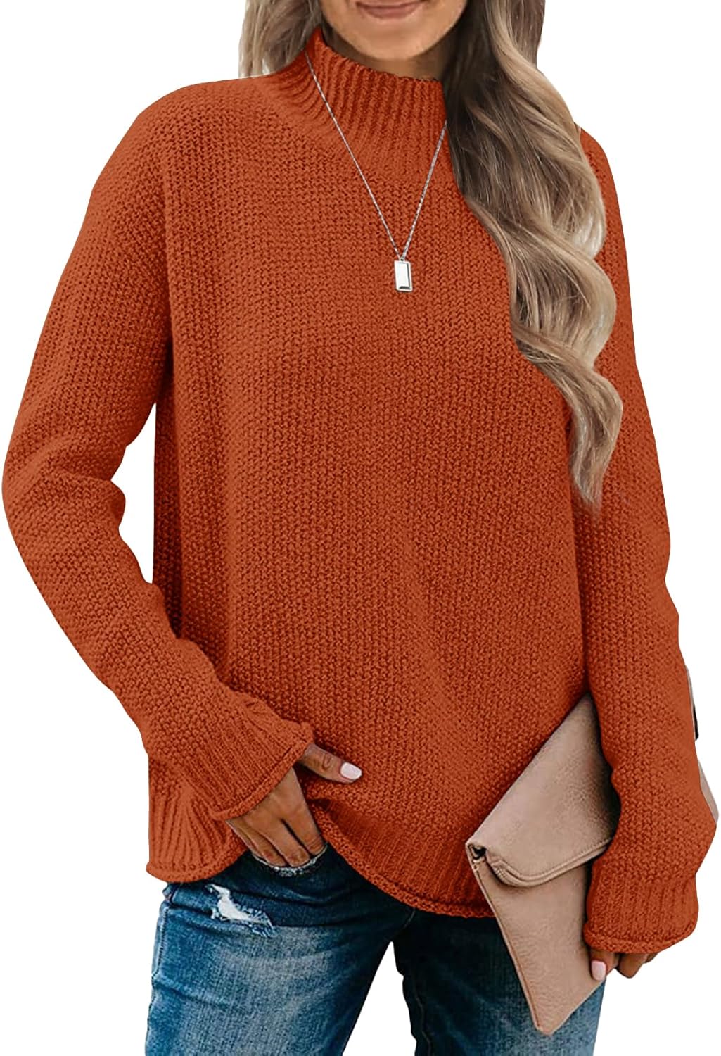 MEROKEETY Women's Sweater, Special Turtleneck Knit Pullover, Cozy Loose Fitting...