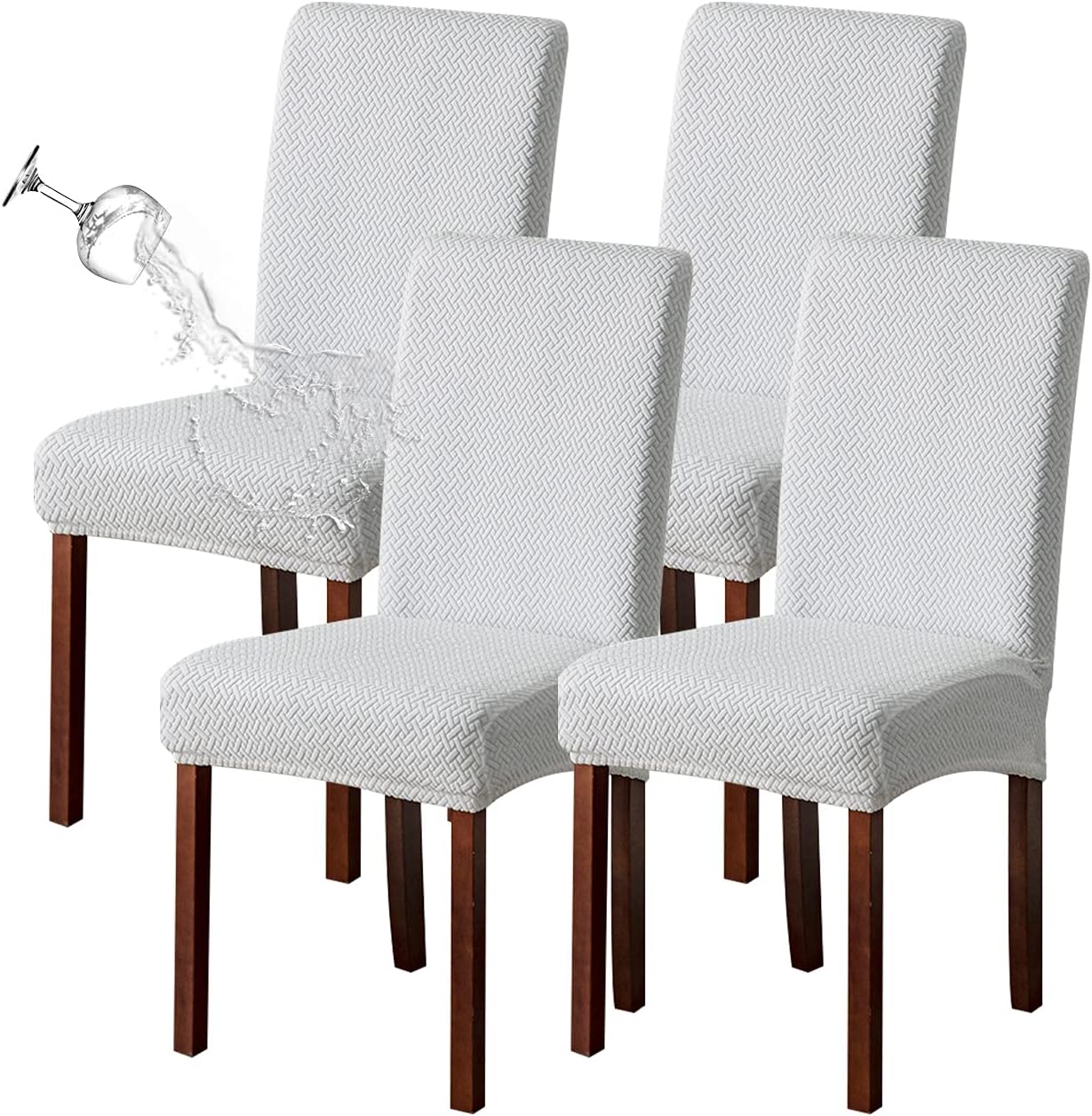 Genina Waterproof Chair Covers for Dining Room Set of 4 Kitchen Chair covers Par...