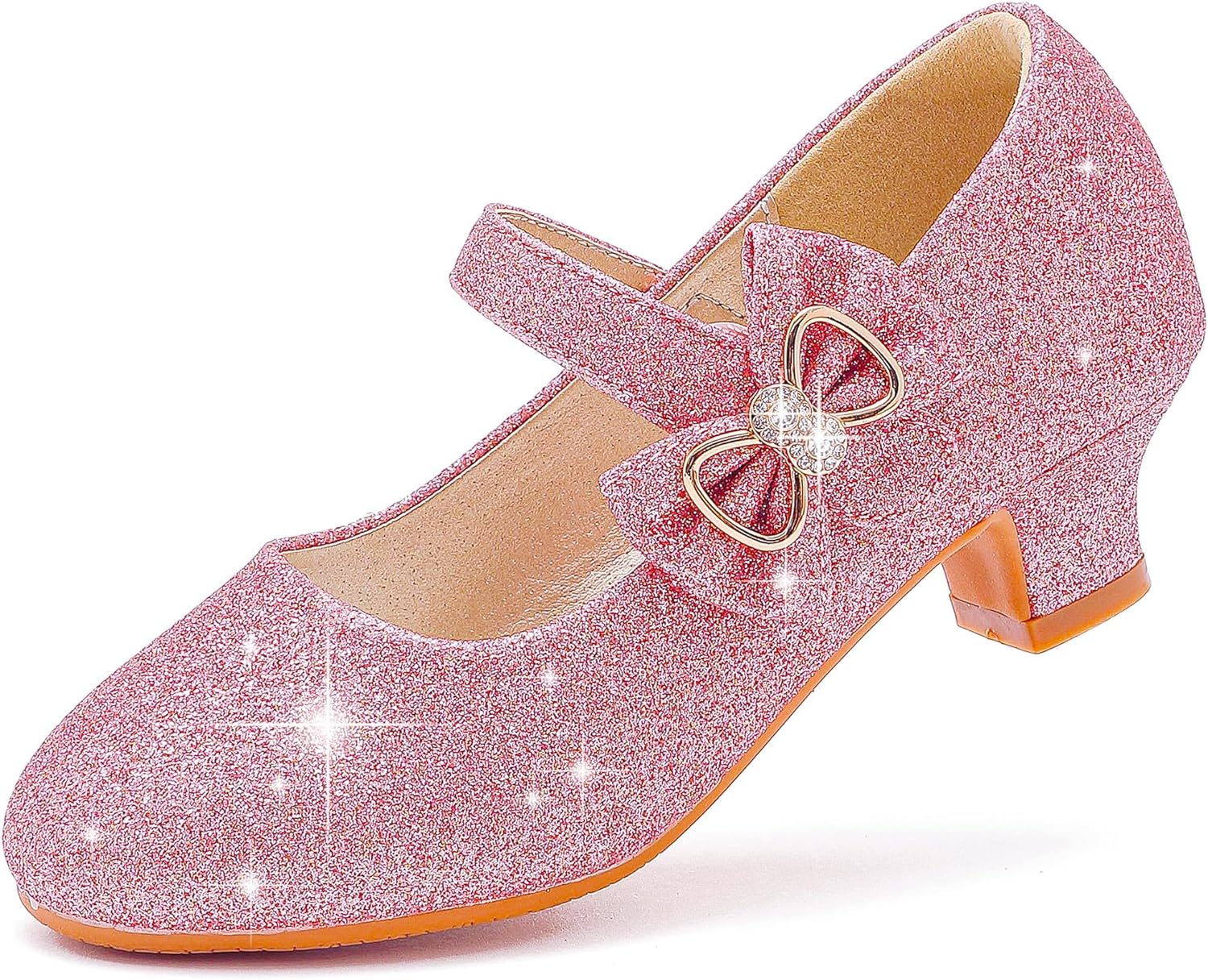 Dufannie Girls Dress Shoes Low Heel Princess Flats Mary Jane Flower Wedding Part...