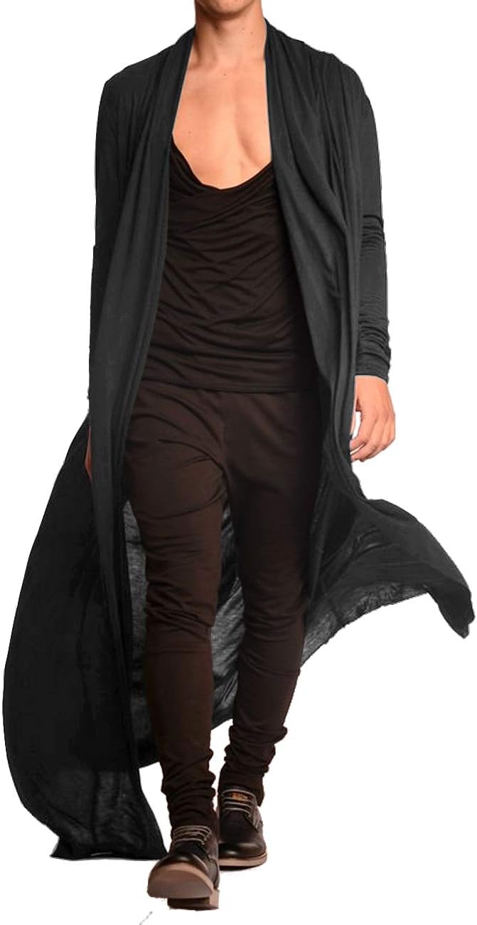 COOFANDY Men's Cardigan, Special Lightweight Ruffle Shawl Collar Open Front Card...