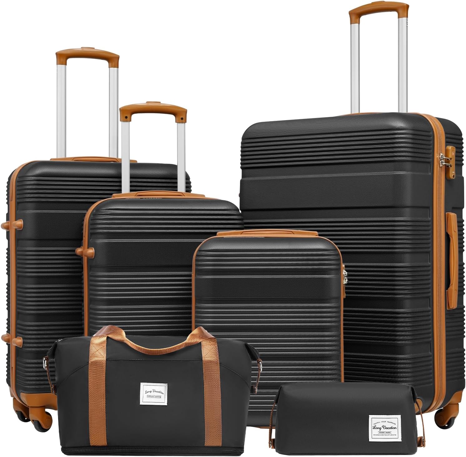 LONG VACATION Luggage Set, Special 4 Piece ABS Hardshell Suitcase with TSA Lock,...