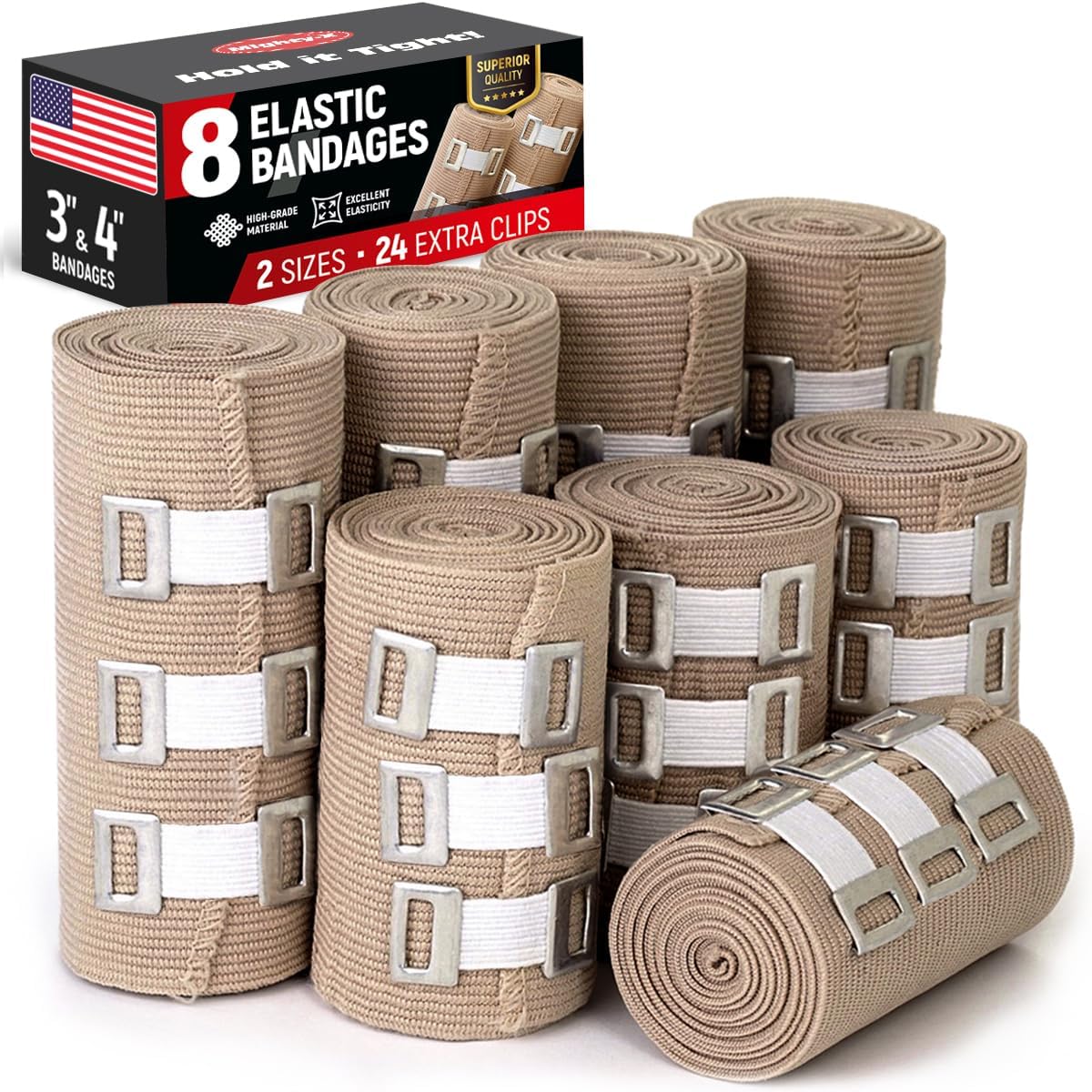 Premium Compression Bandage, Special Elastic Bandage Wrap 8pk (4x7.5cm 4x10cm),...