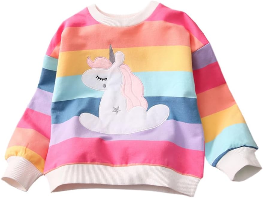 LitBud Girls Sweatshirts Unicorn Crewneck Pullover for Toddler Clothes Girl Cott...