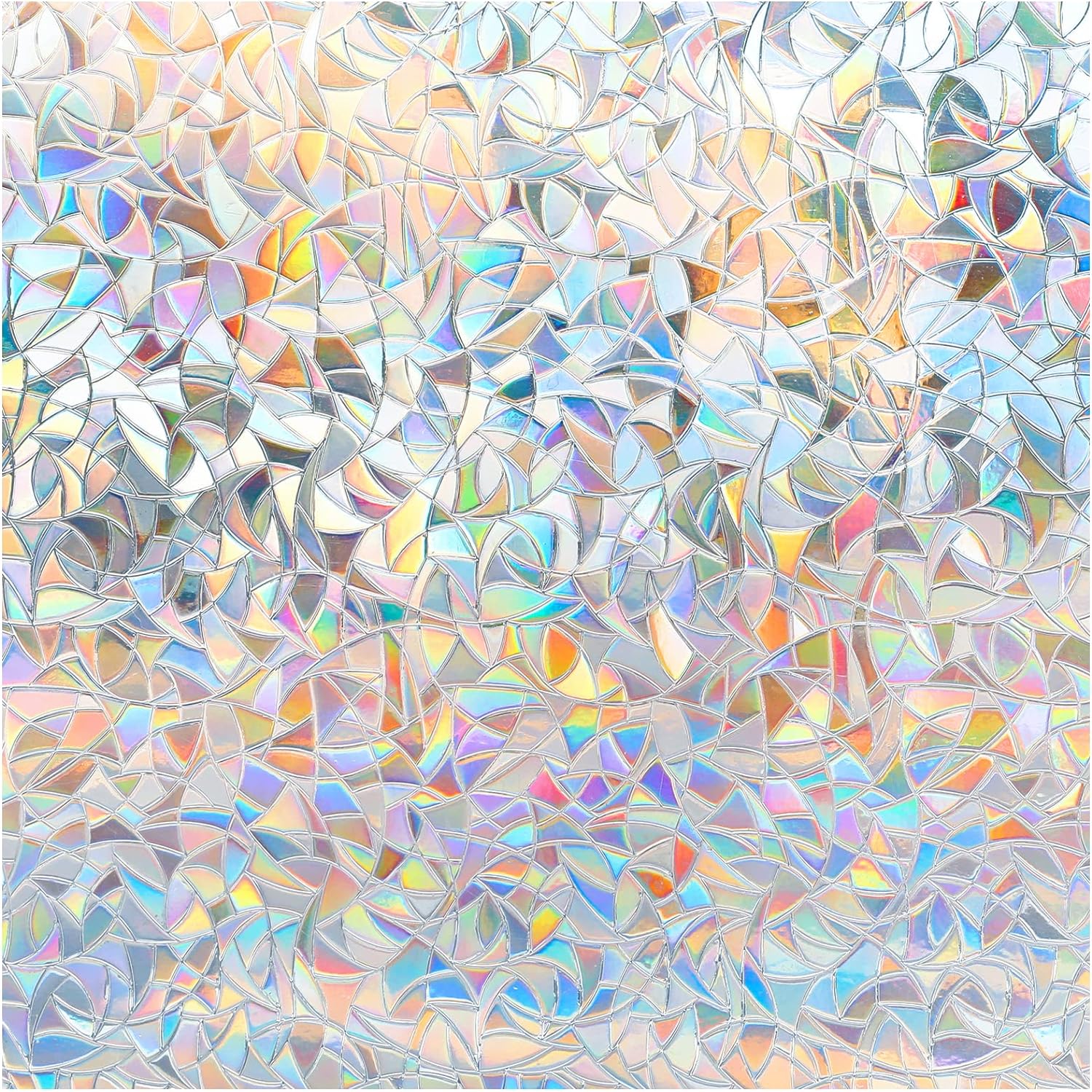DOWELL Rainbow Window Film Privacy Stained Glass Window Film Non-Adhesive 3D Sta...