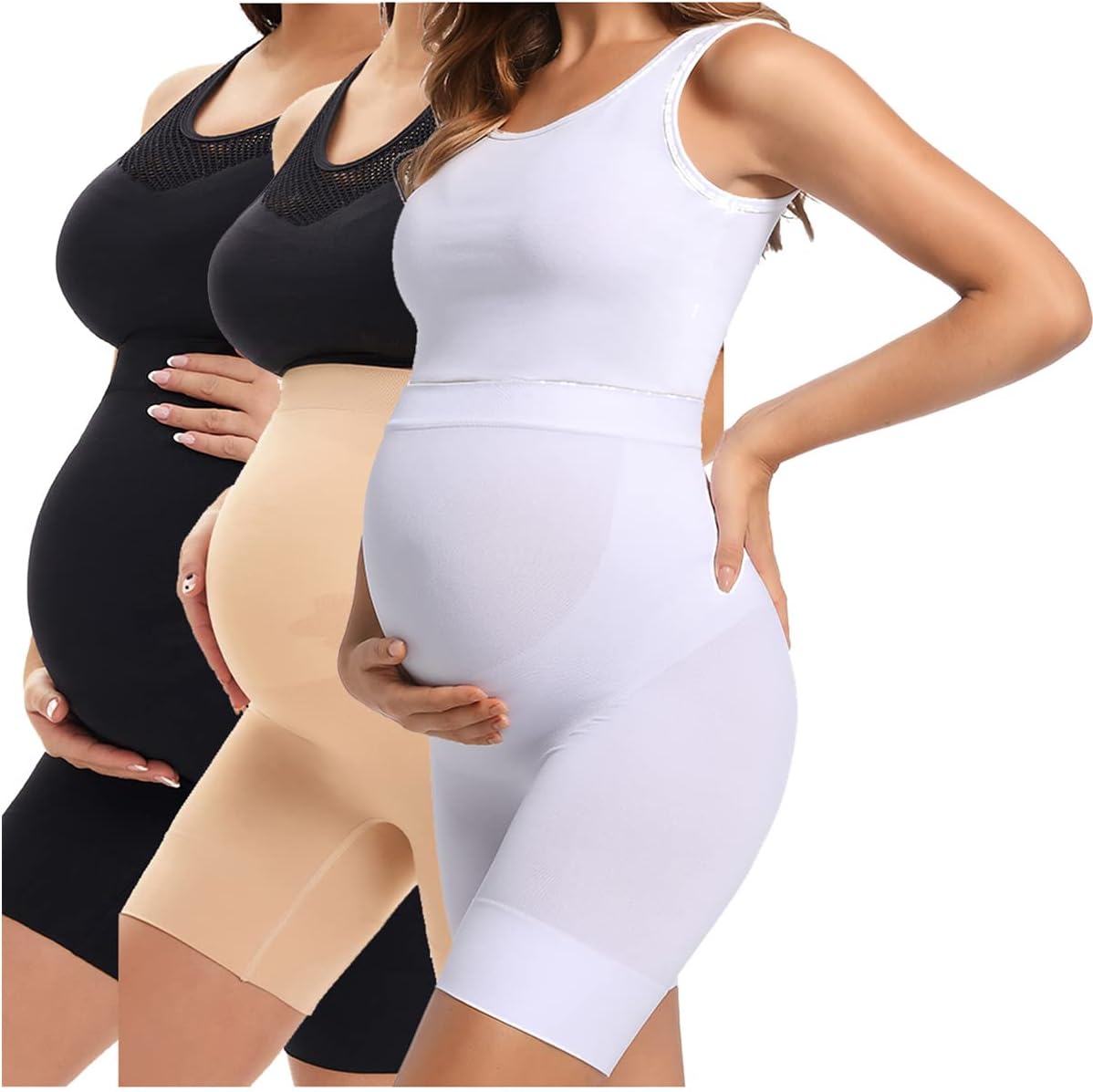 Seamless Maternity Shapewear, Prevent Thigh Chaffing, Belly Support, S-5XL Nude...
